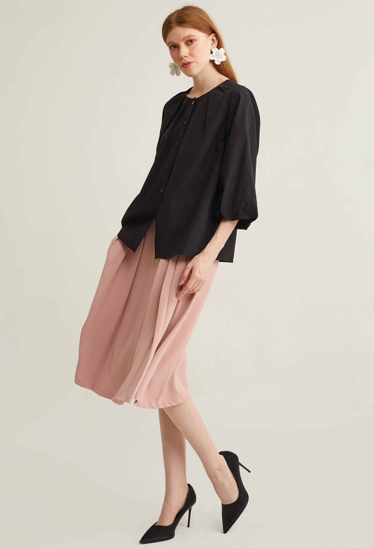 Bell Cuff Button Down À La Mode Top