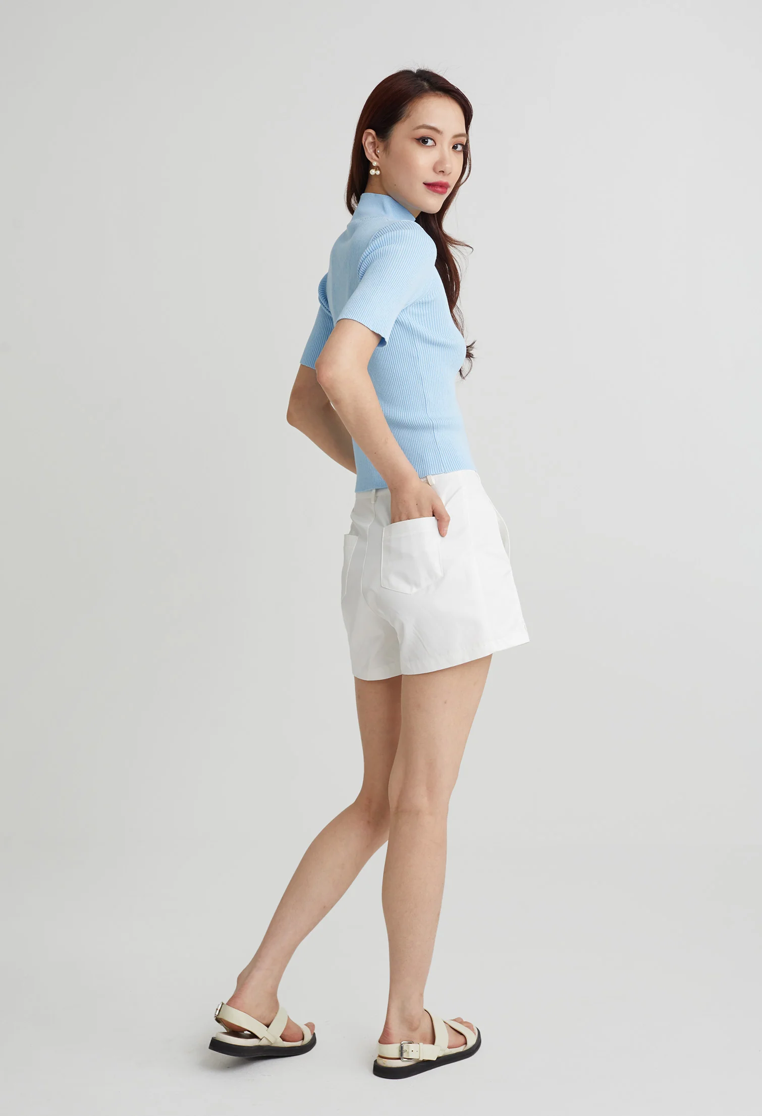 Modern Ribbed High Neck Top