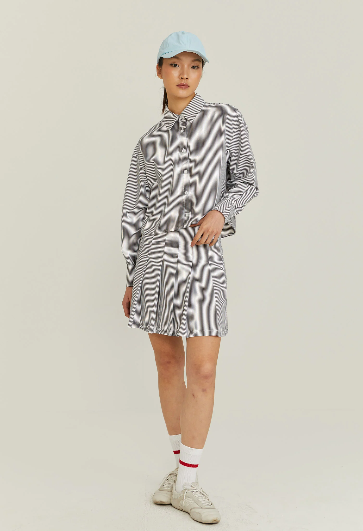 Cropped Pinstripe Blouse