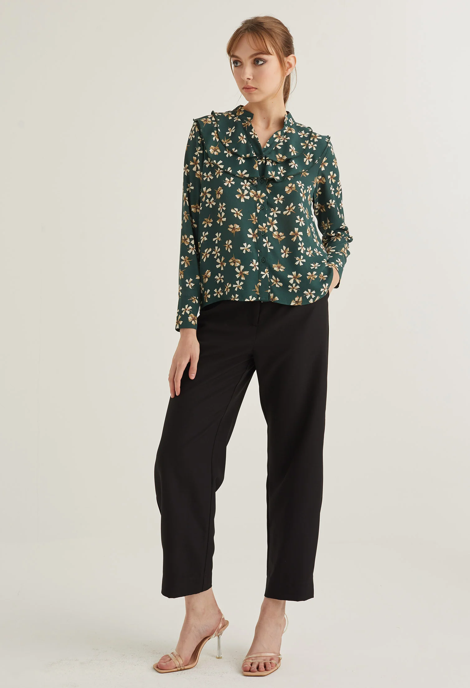 Blooming Petals Button Up Collared Blouse