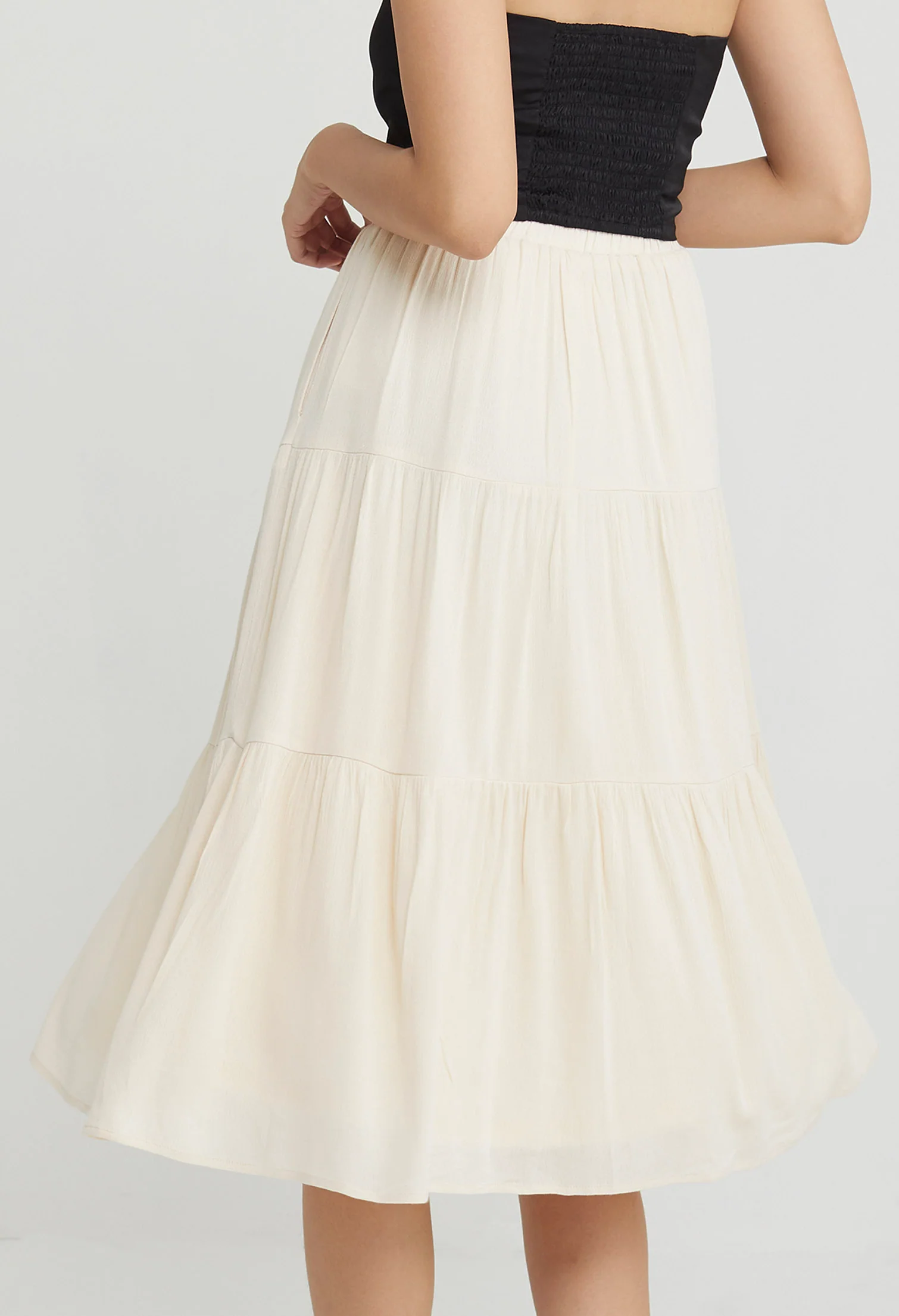 Triple Ruffled Midi Skirt