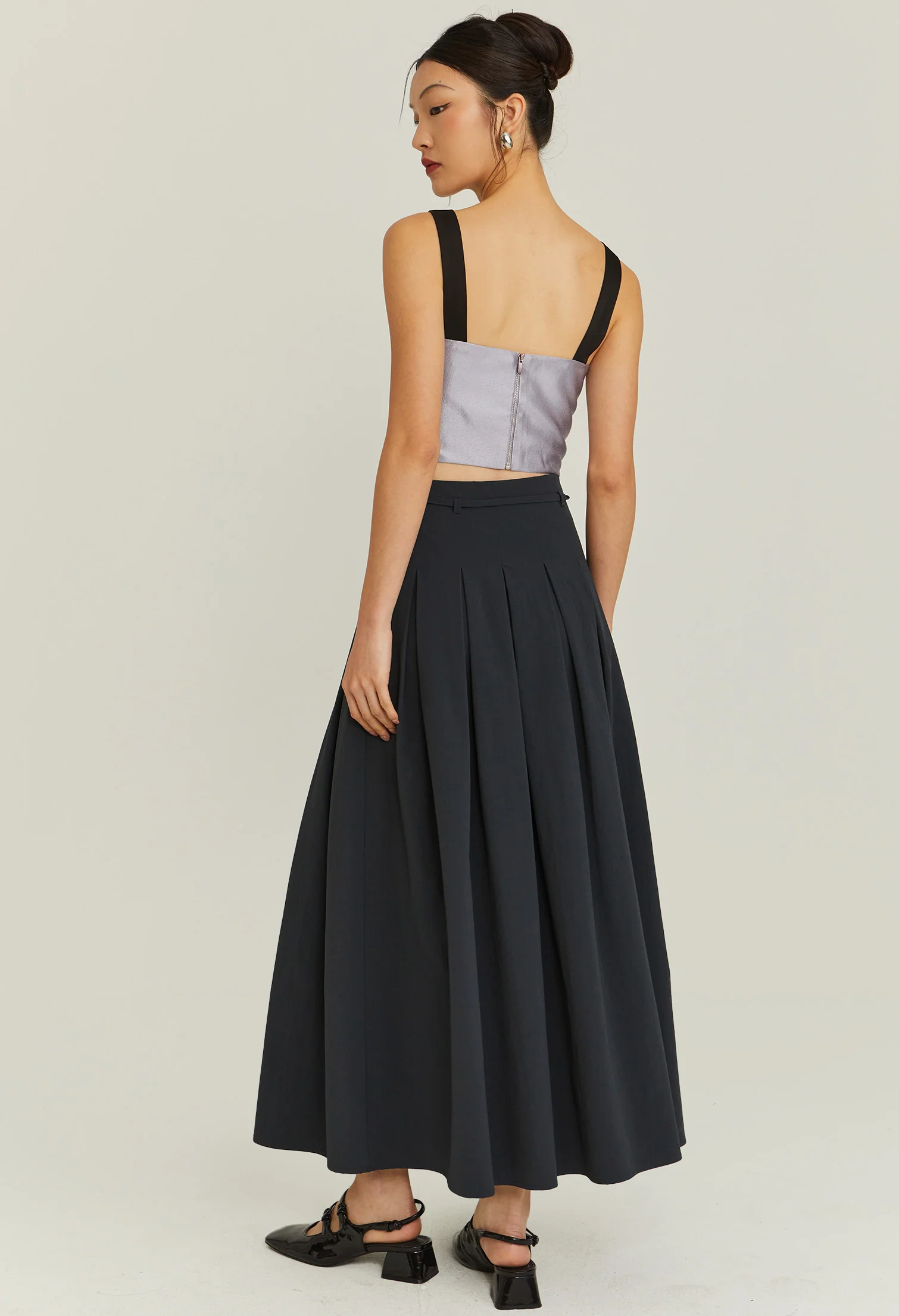 Moonlit Ripple Midi Skirt