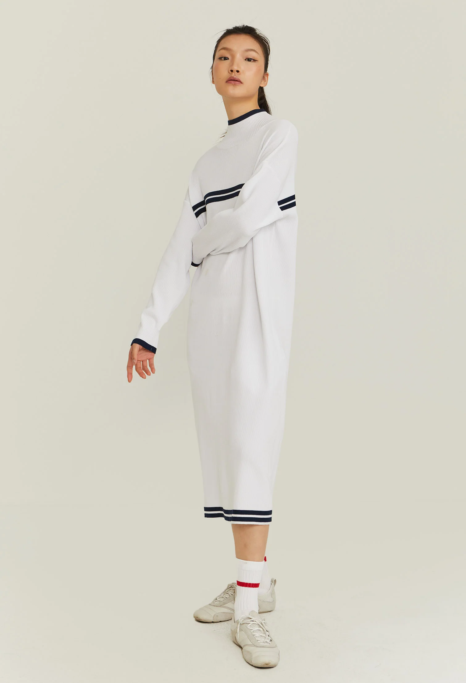 Highneck Long Sleeve Cardi Dress