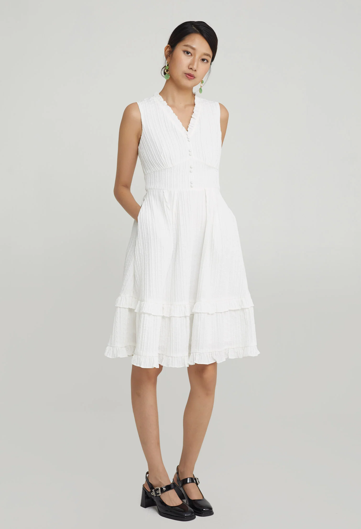 Petite Ruffled Midi Dress