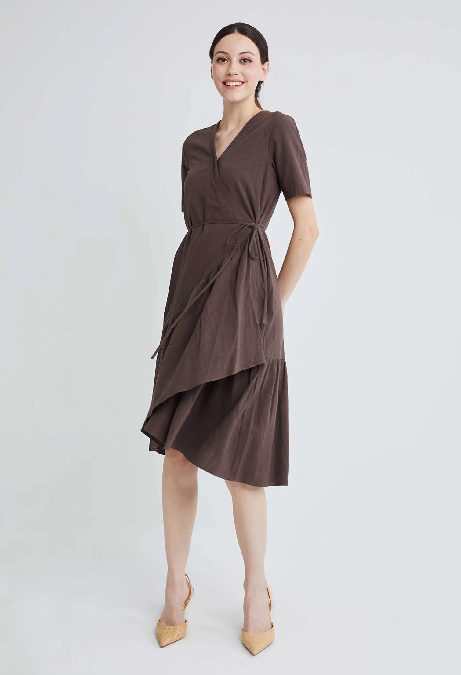 Asymmetrical Wrap Side Tie Dress