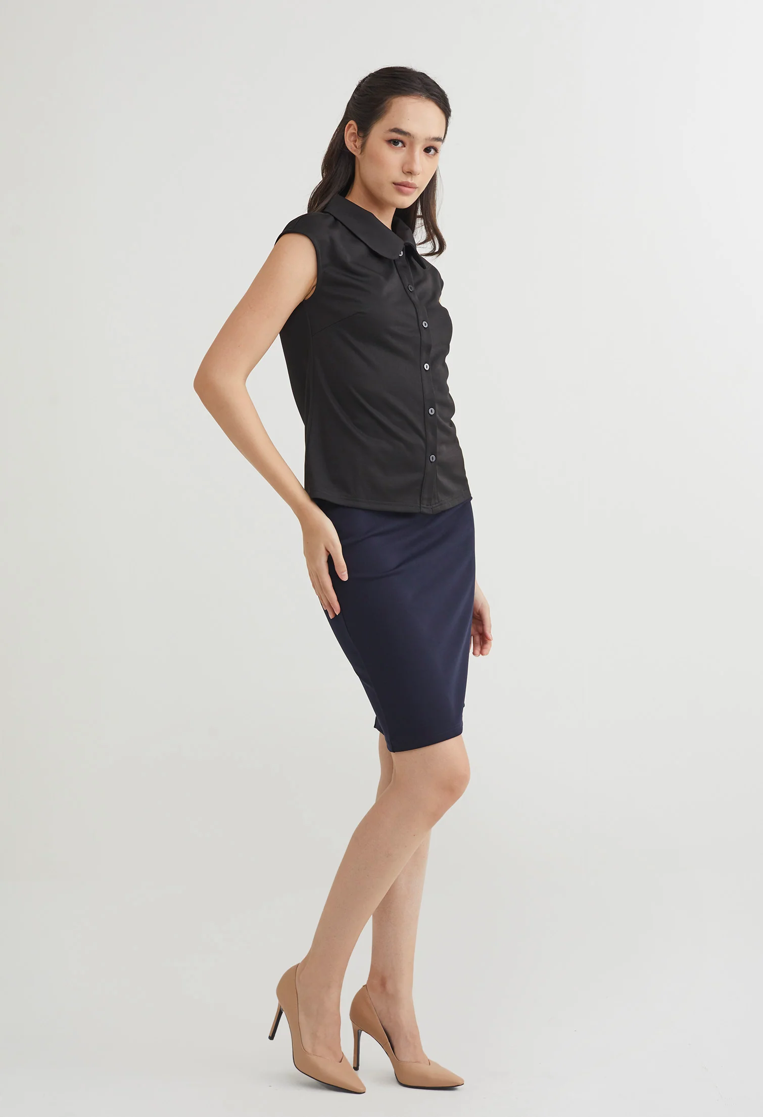 Weekday Cap Sleeve Button Down Top