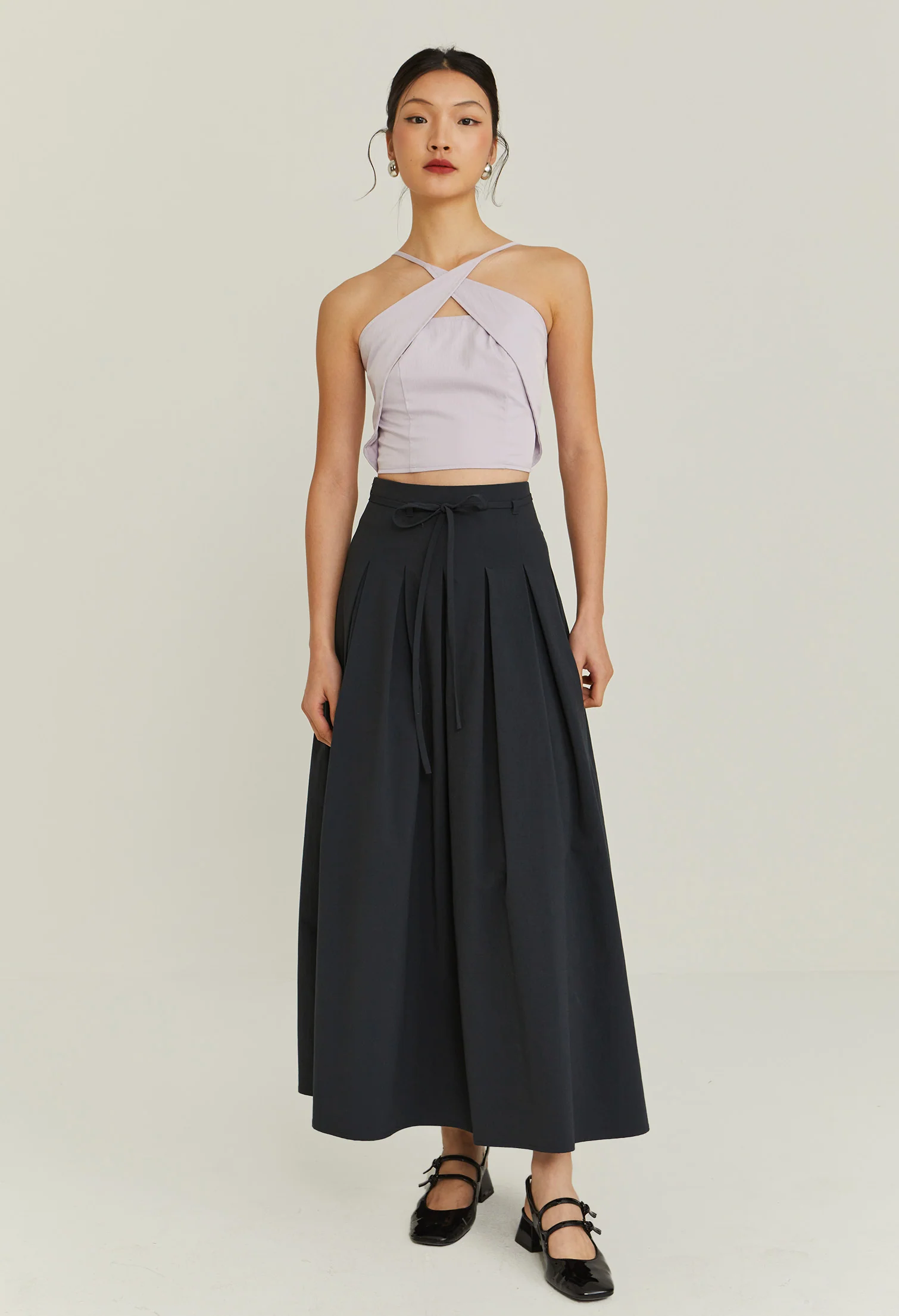 Moonlit Ripple Midi Skirt