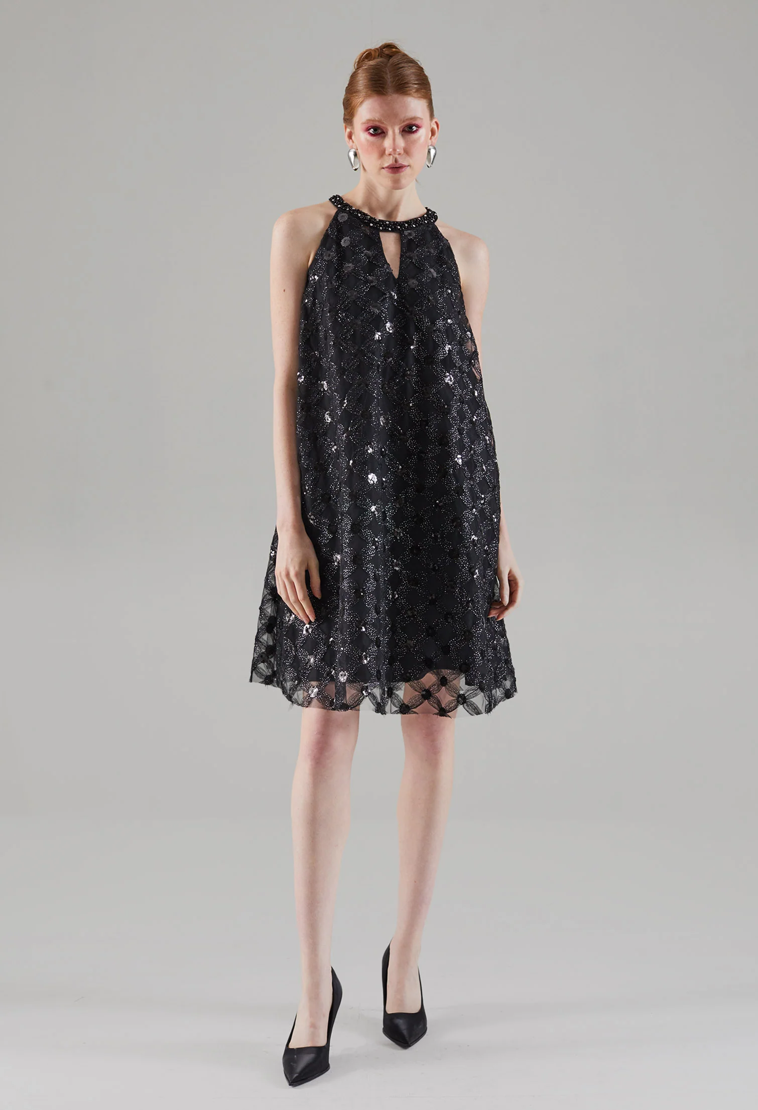 Celestial Halter Keyhole Midi Dress