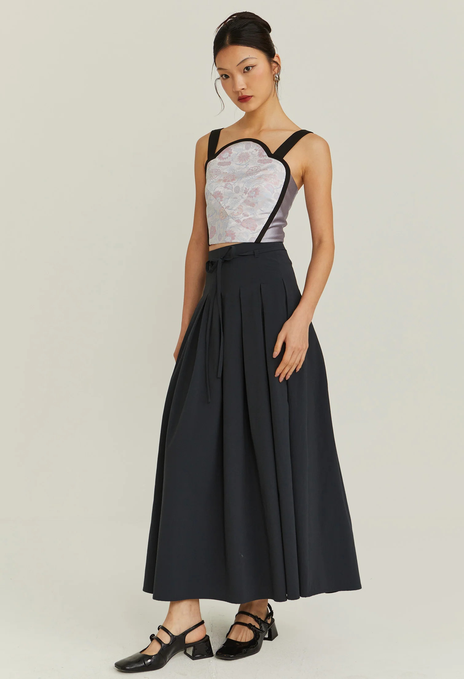 Moonlit Ripple Midi Skirt