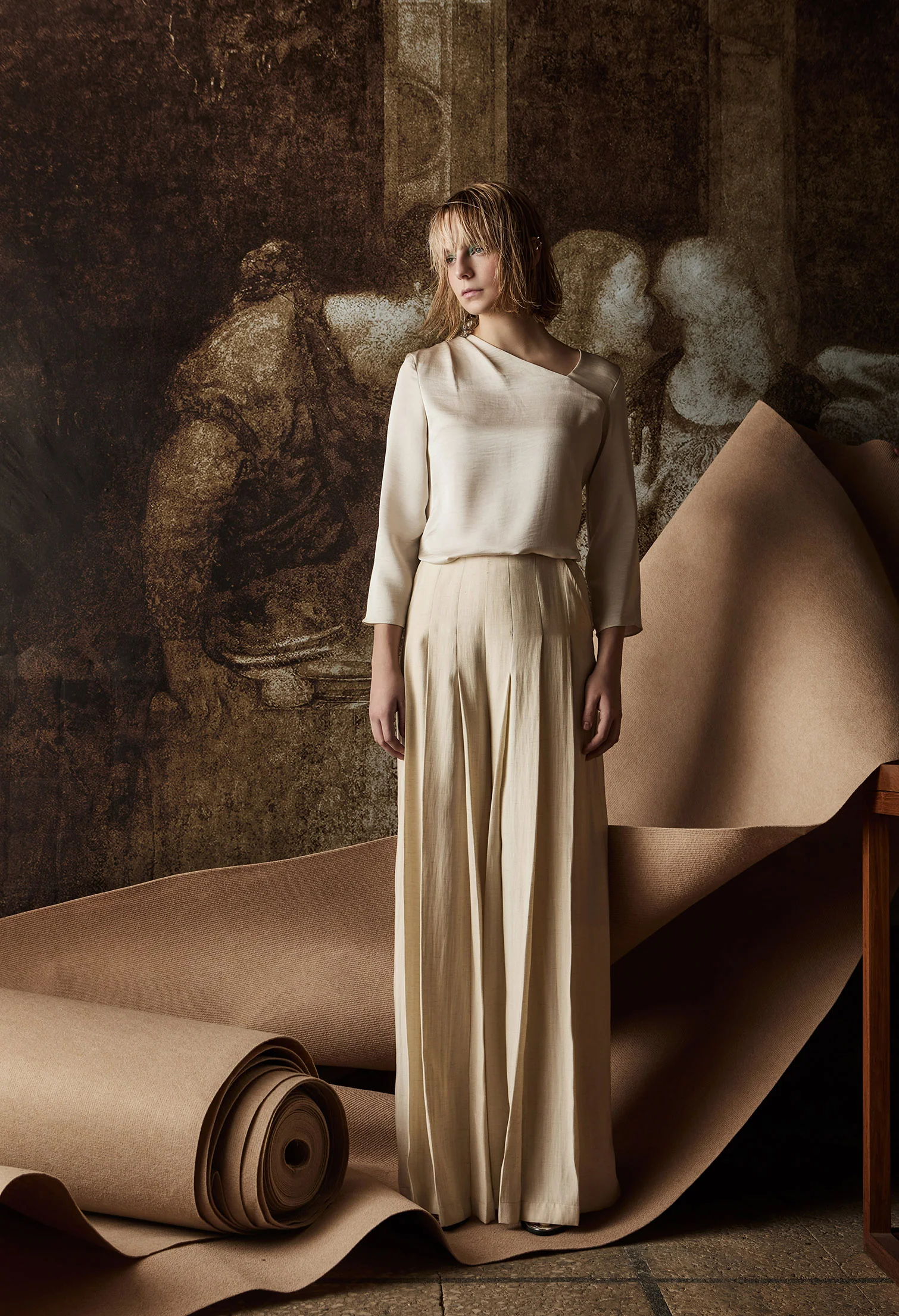 nichii X NURITA HARITH Front Pleated Fold Palazzo Pants