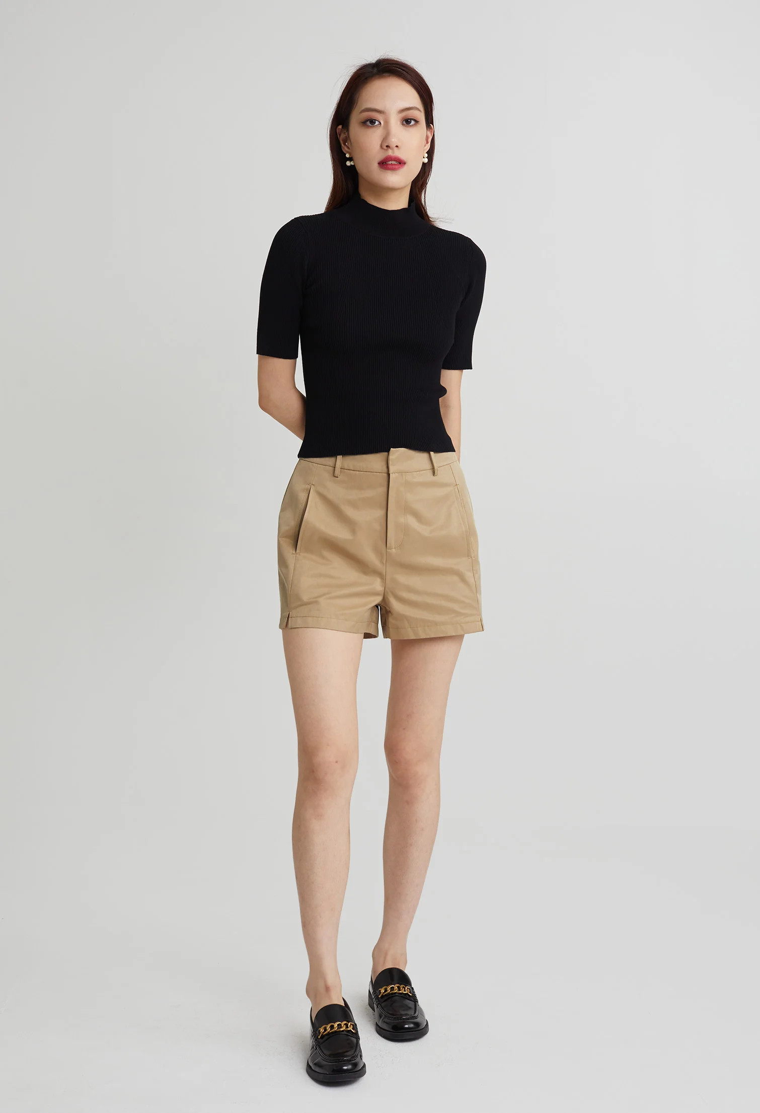 Modern Ribbed High Neck Top