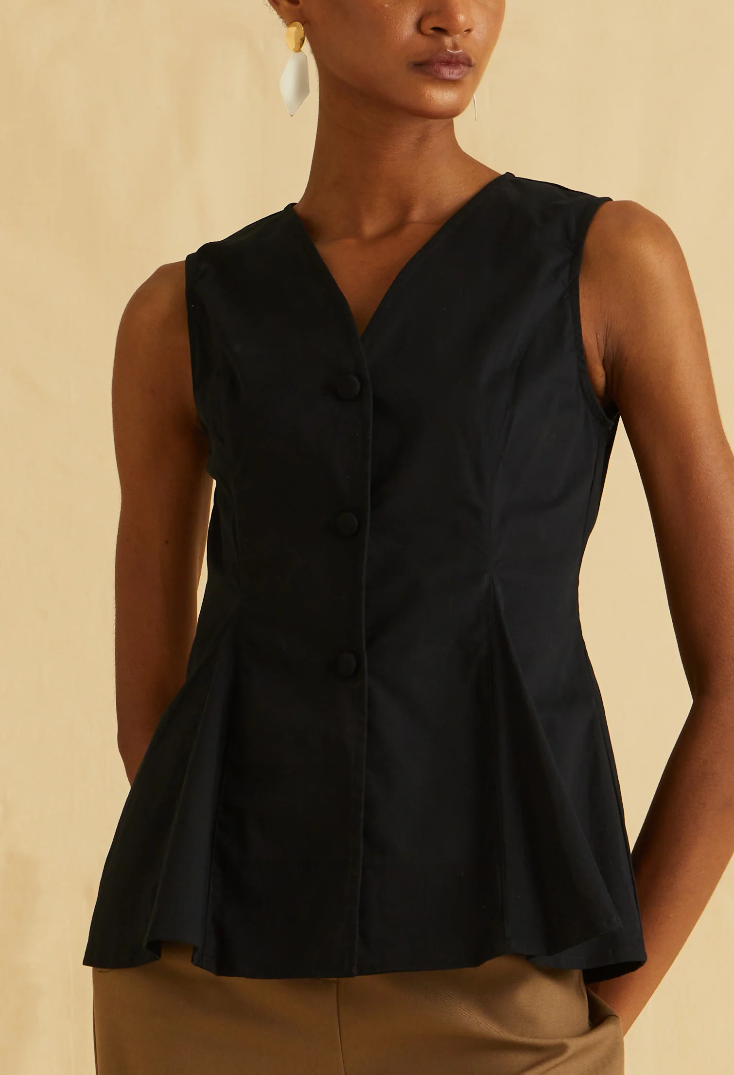 Flare Hem Sleeveless Vest