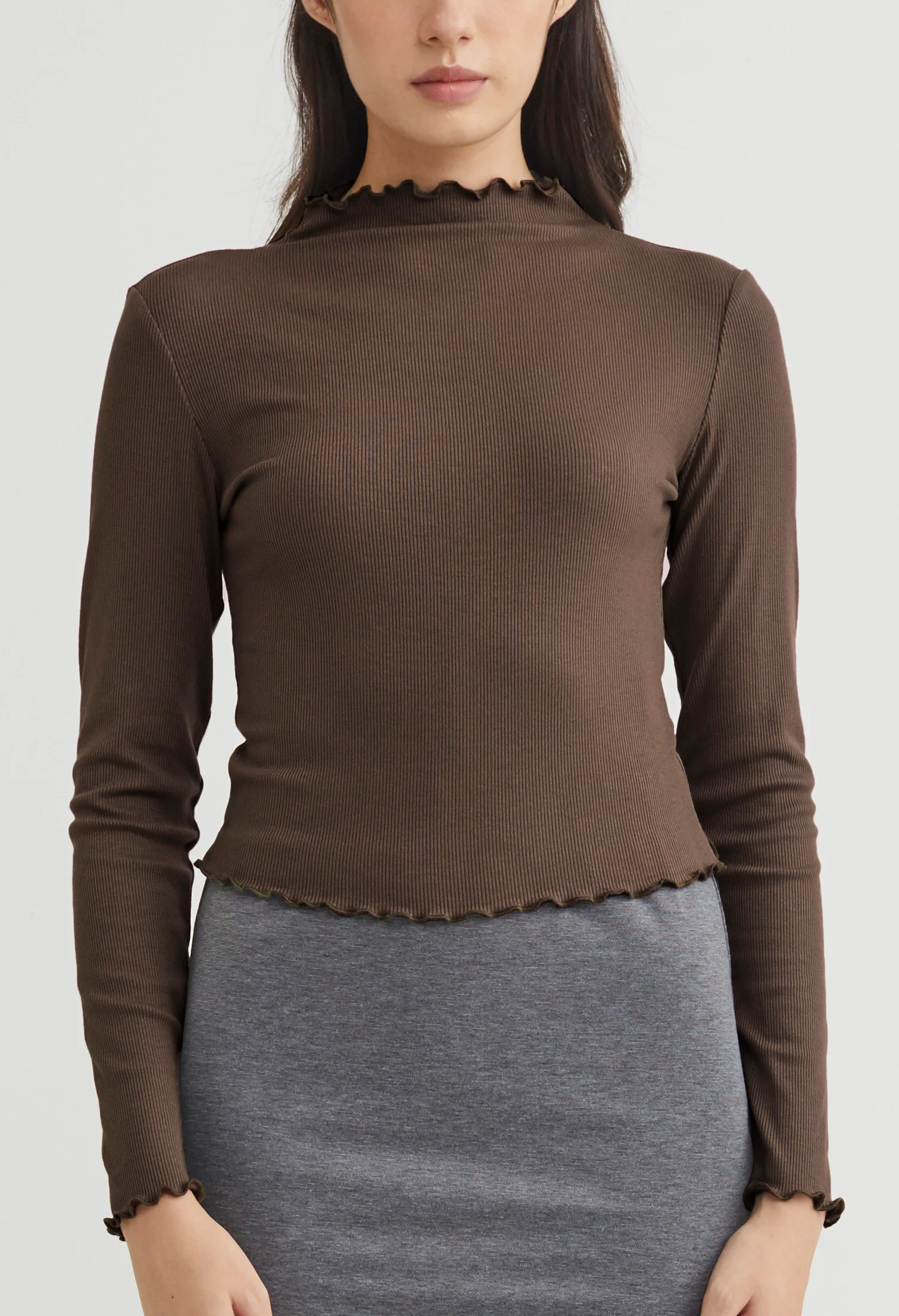 Frilled Turtleneck Inner Fitted Top