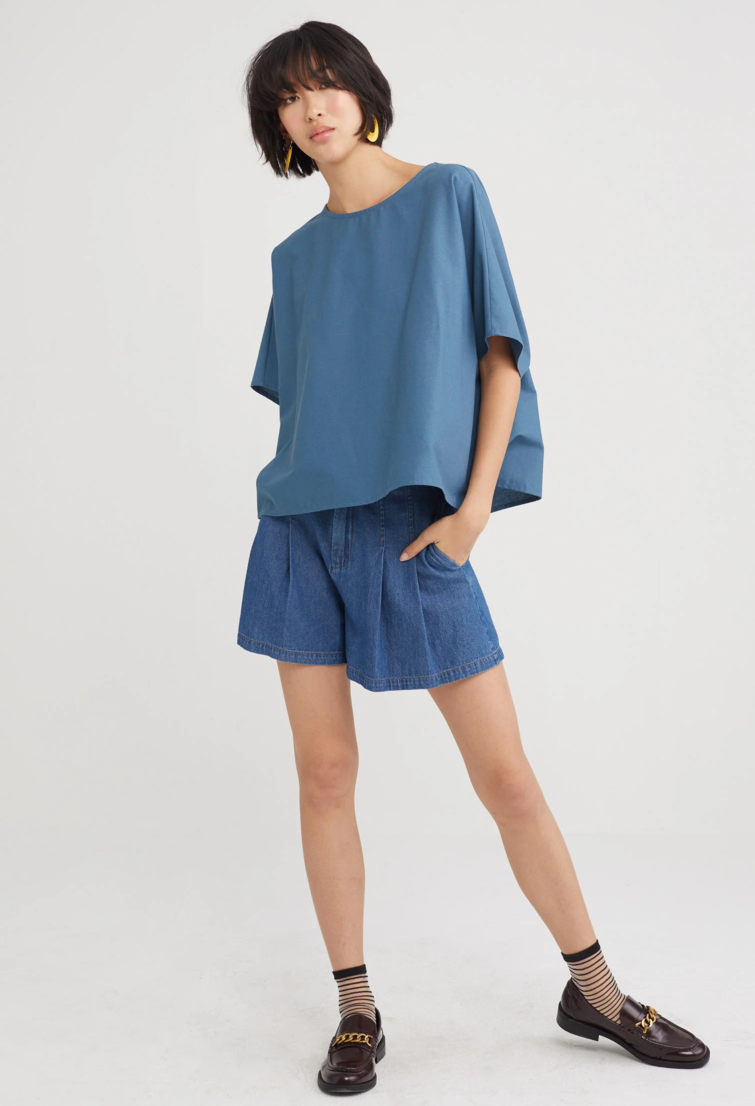 Round Neck Straight Cut Blouse