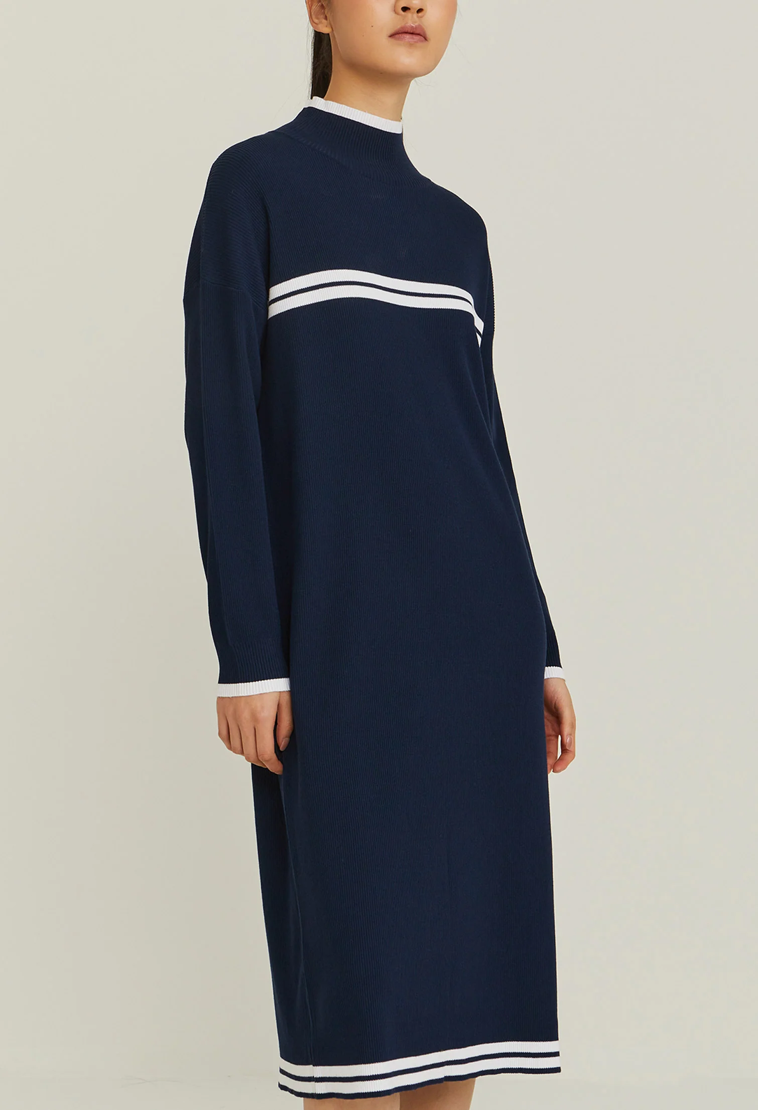 Highneck Long Sleeve Cardi Dress