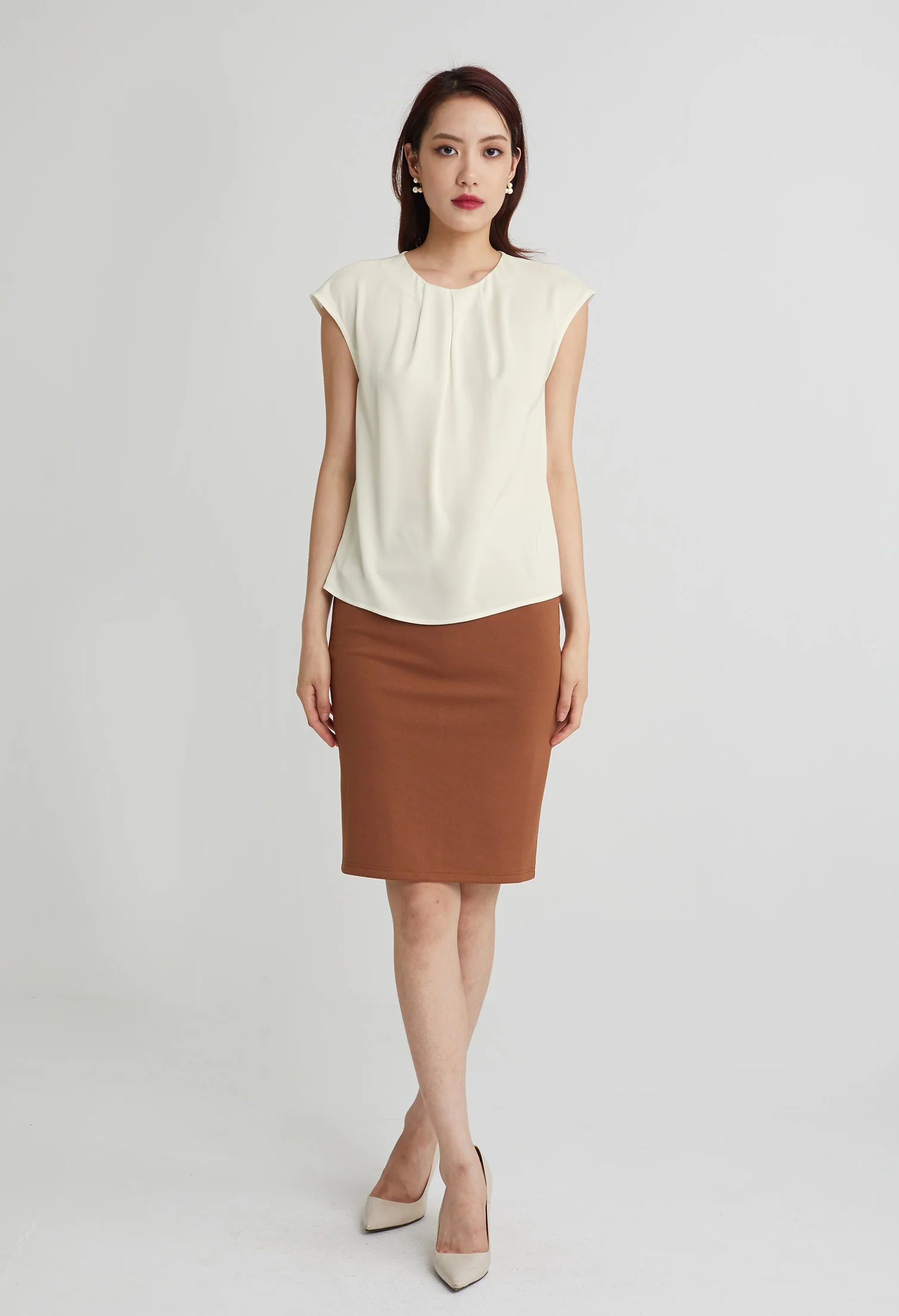 Elegant Silk Cap Sleeve Blouse