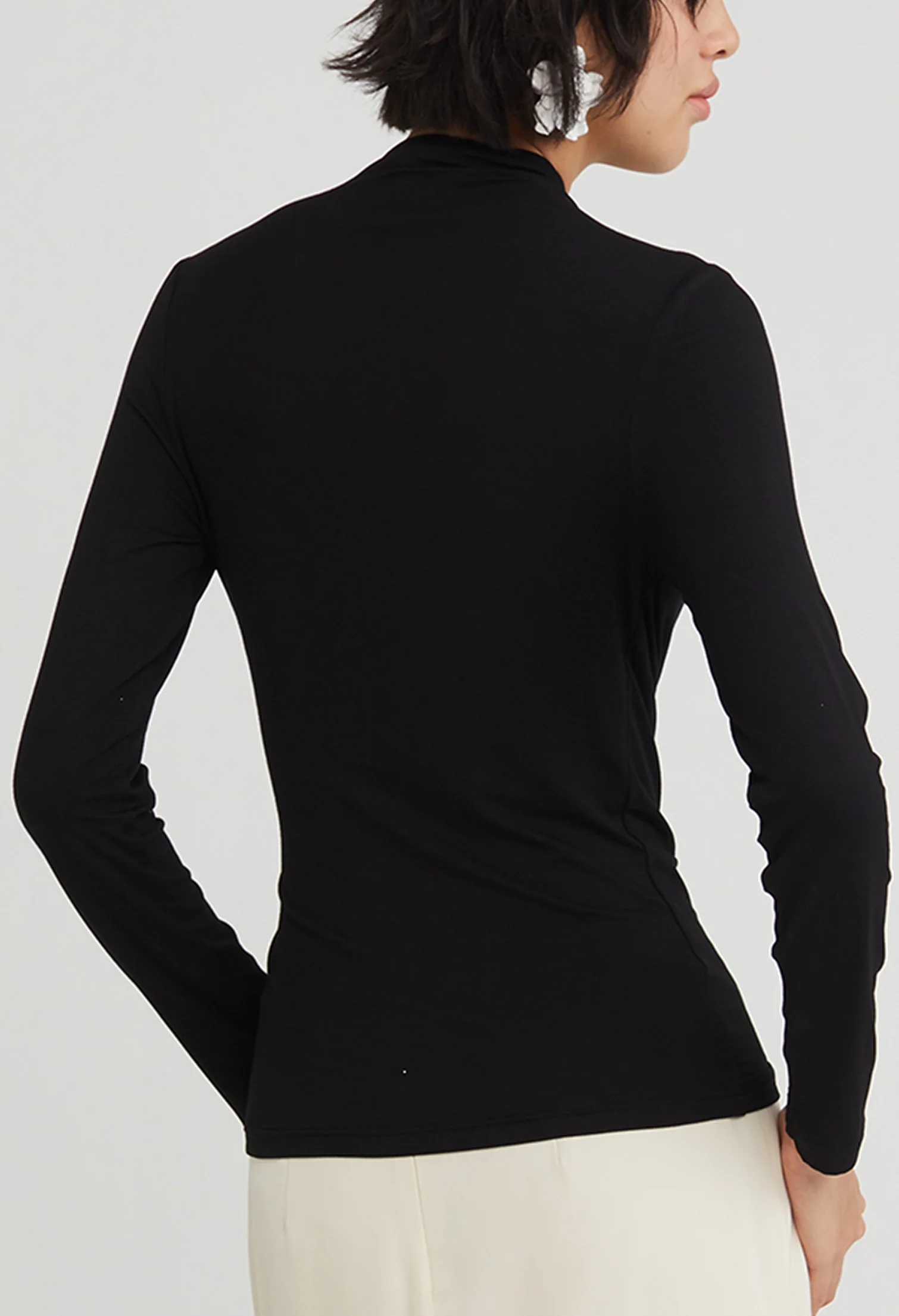 Gathered Detail Mock Neck Top