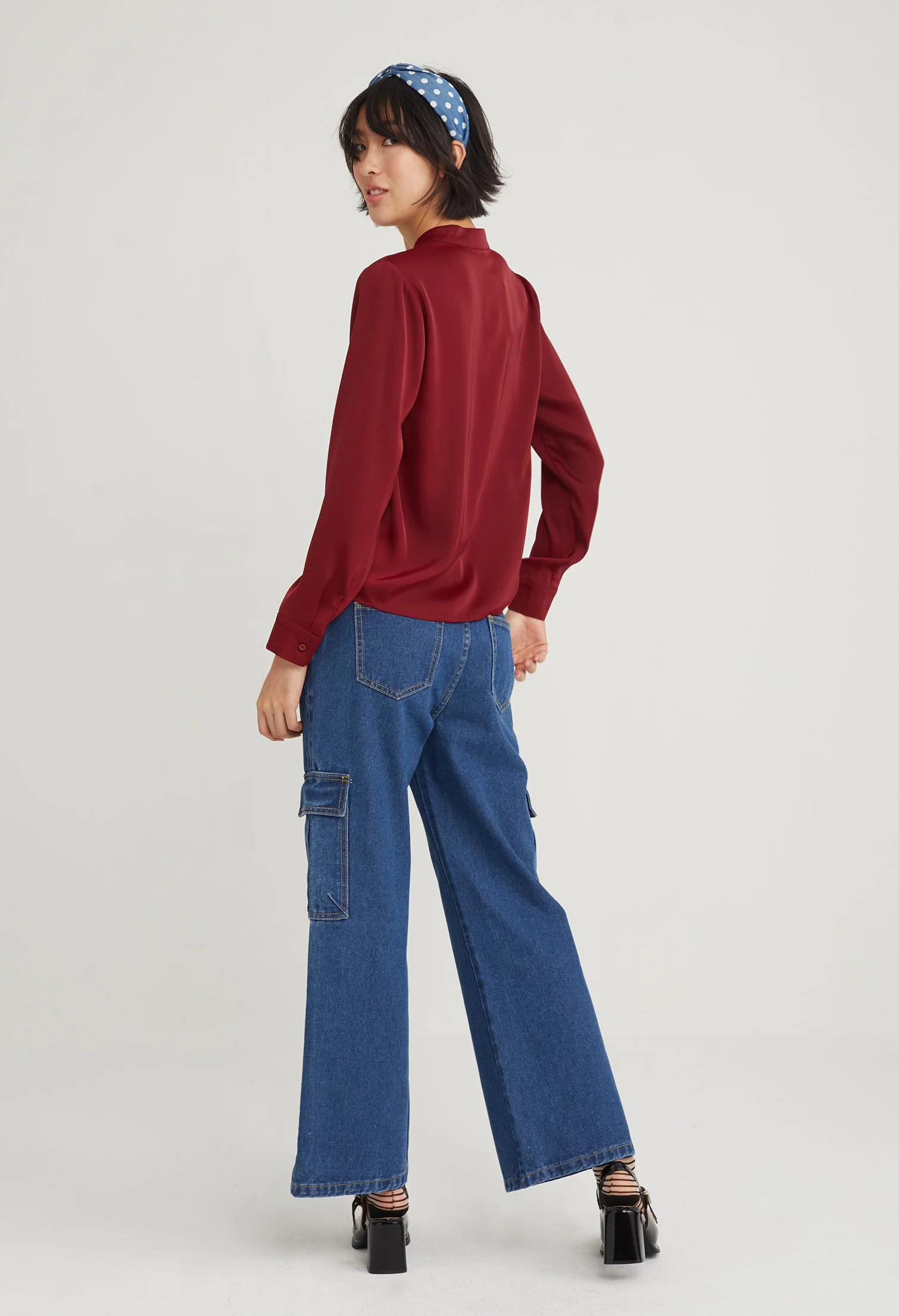 Satin Neck Accent Blouse