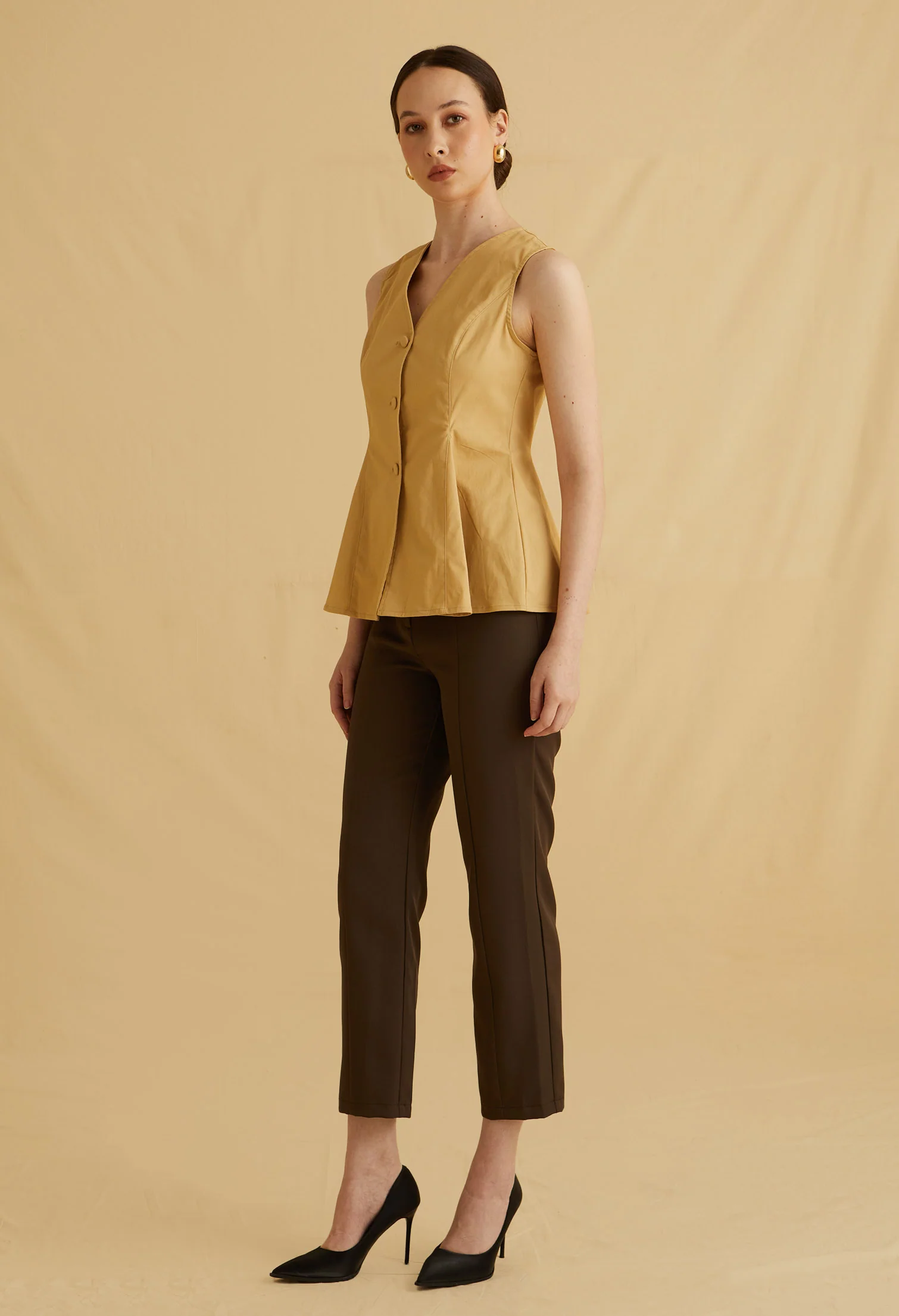 Flare Hem Sleeveless Vest