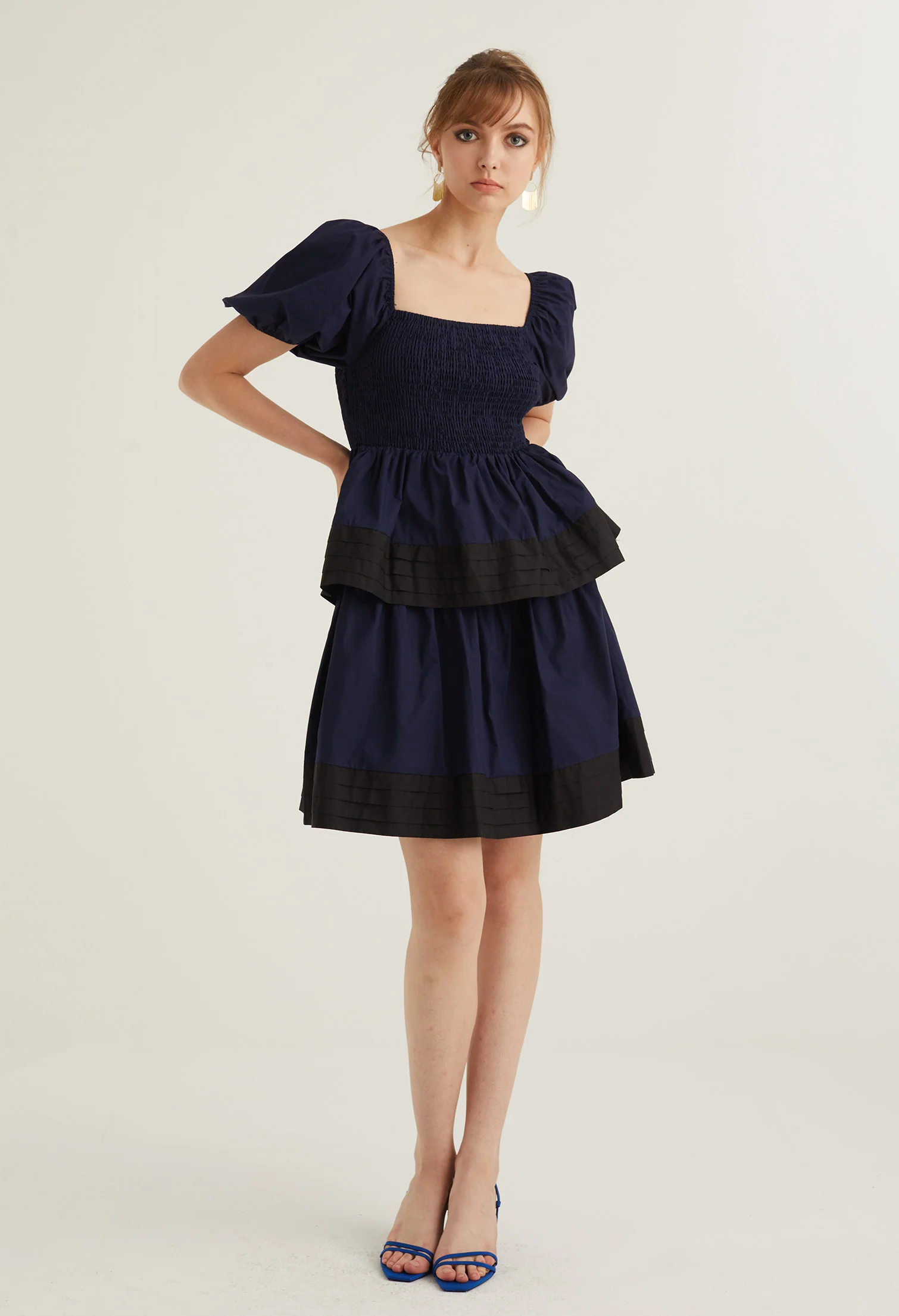 Puffed Sleeved Baby Doll Dress