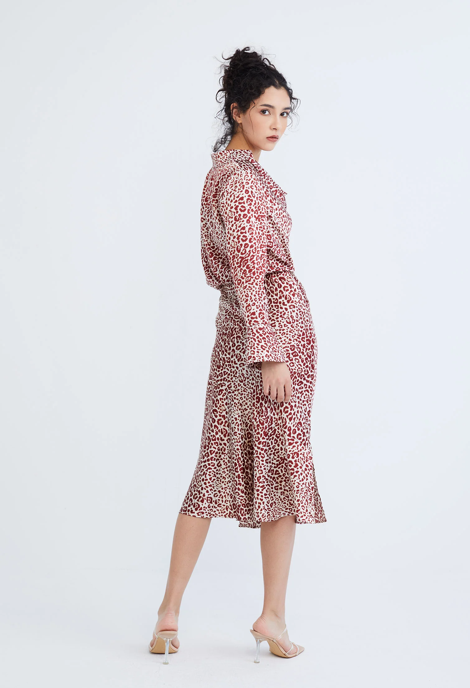 Leopard Spotted Cowl Drop Neckline Blouse