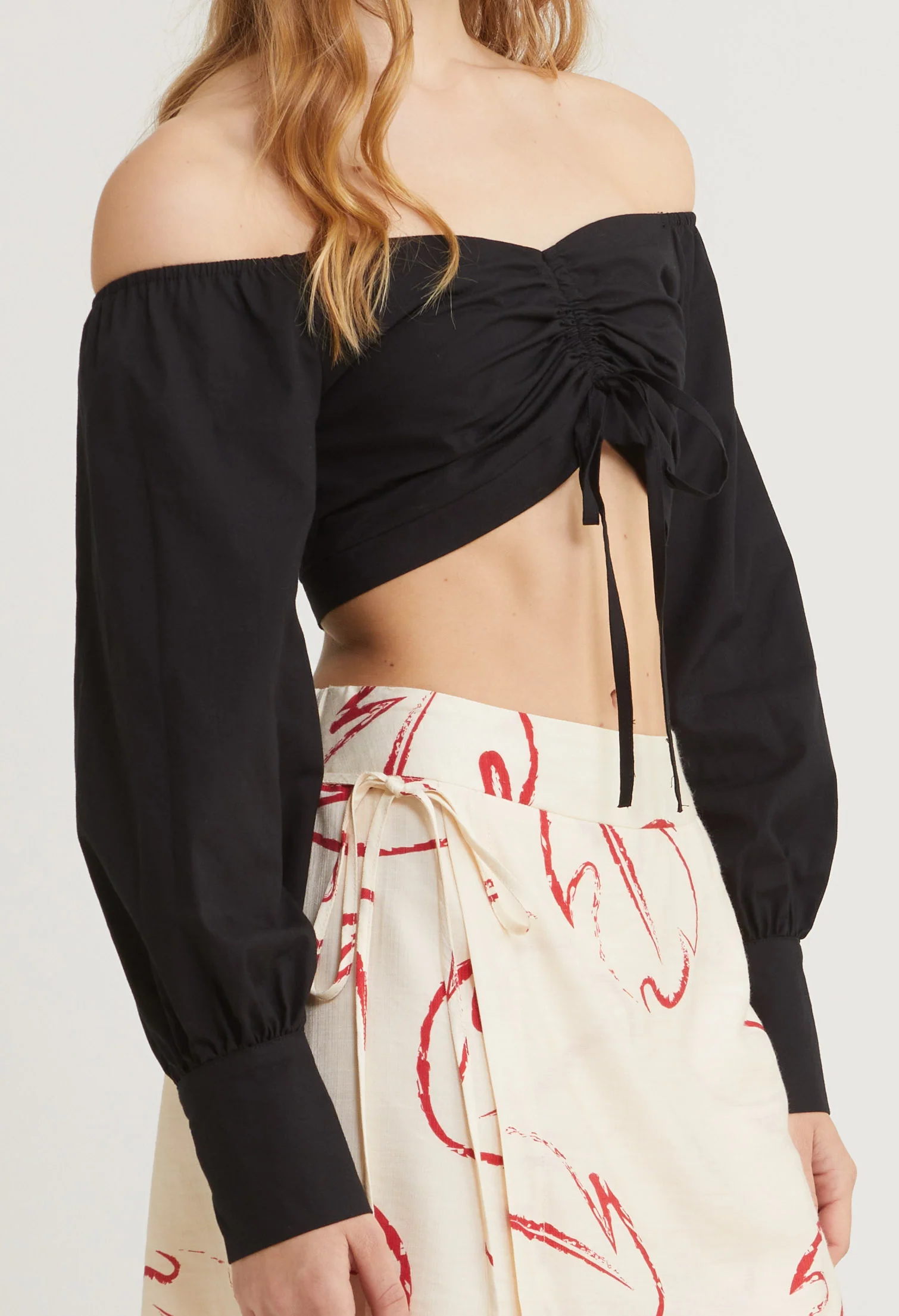 Palm Kissed Off-Shoulder Tie Top