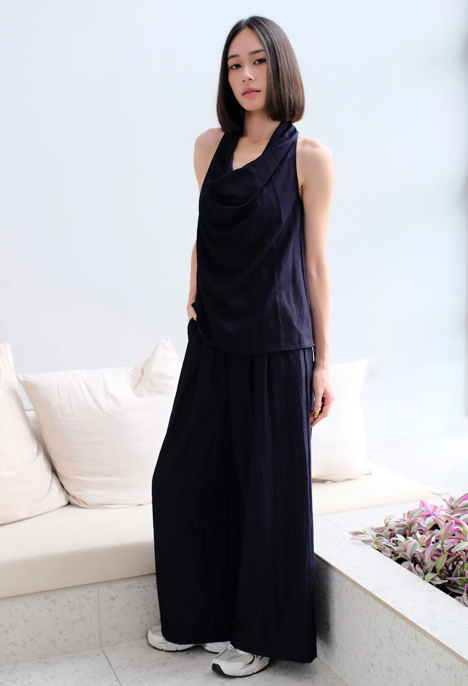 Sierra Drape Halter Top and Wide Cut Pants Two-piece