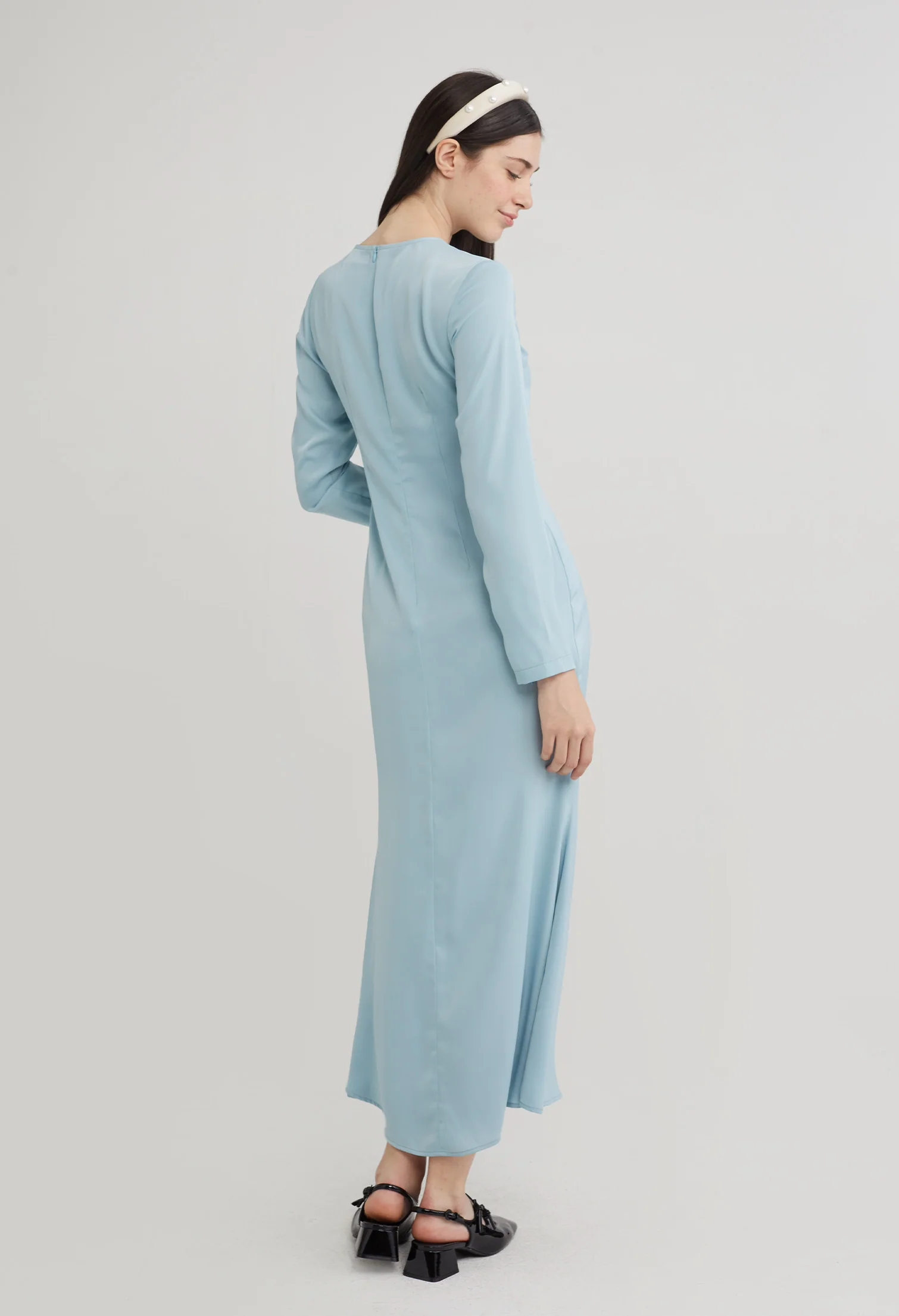 Elegant Satin Long Sleeve Maxi Dress
