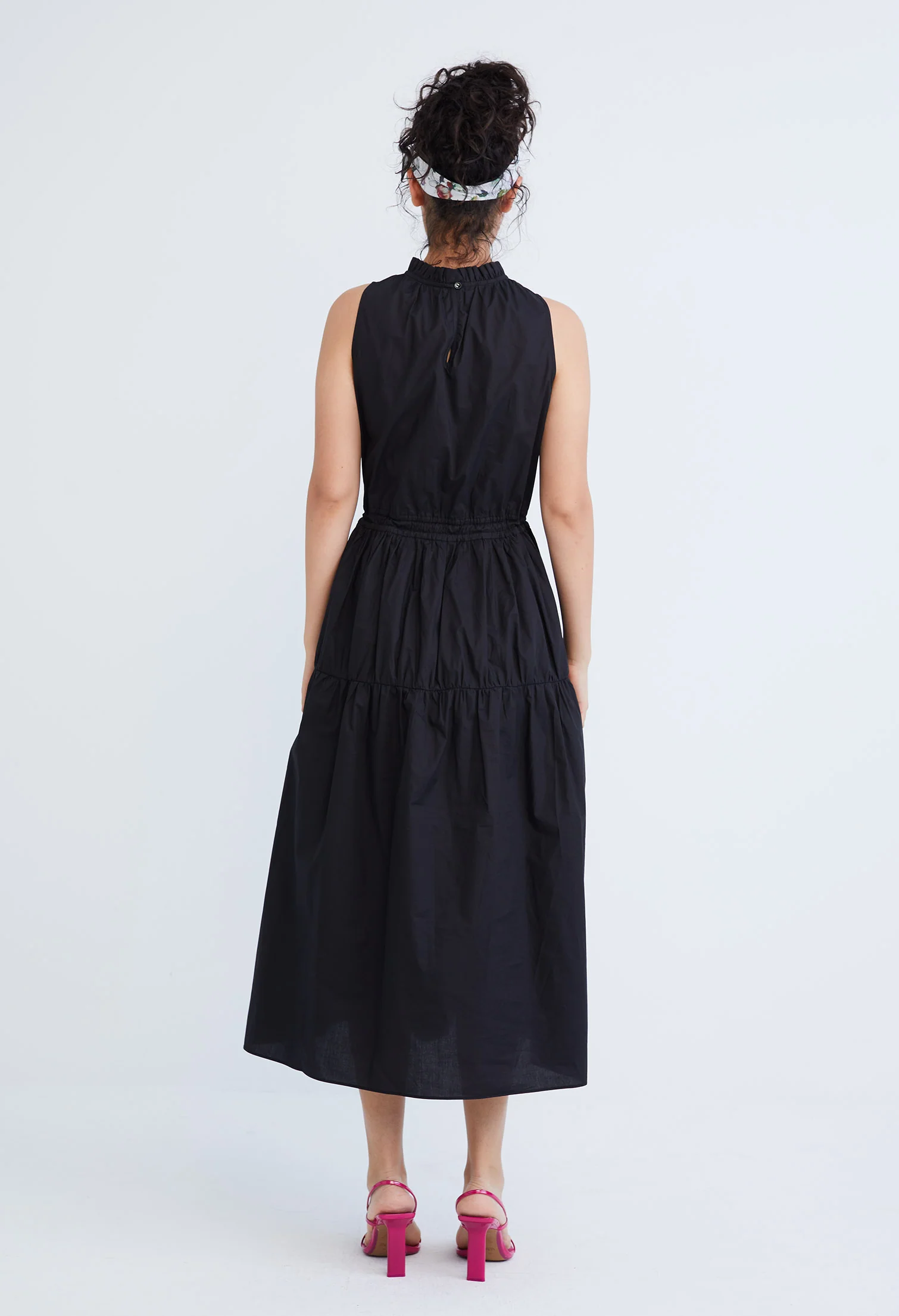 Halter Tiered Tie-Front Dress