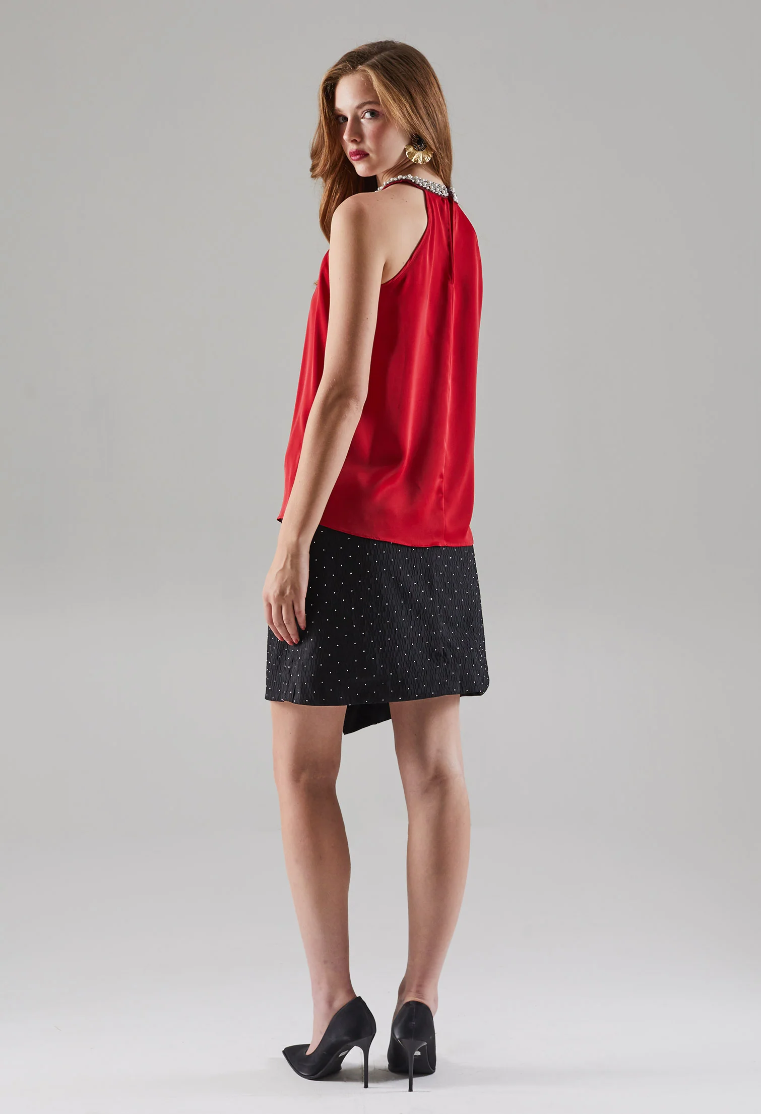 Satin Pearly Sleeveless Top