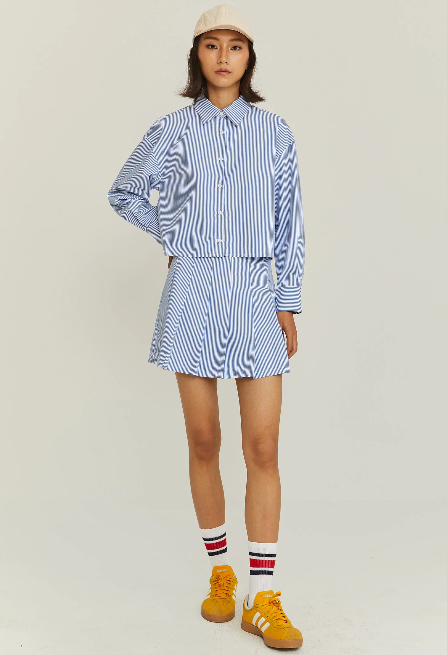 Cropped Pinstripe Blouse