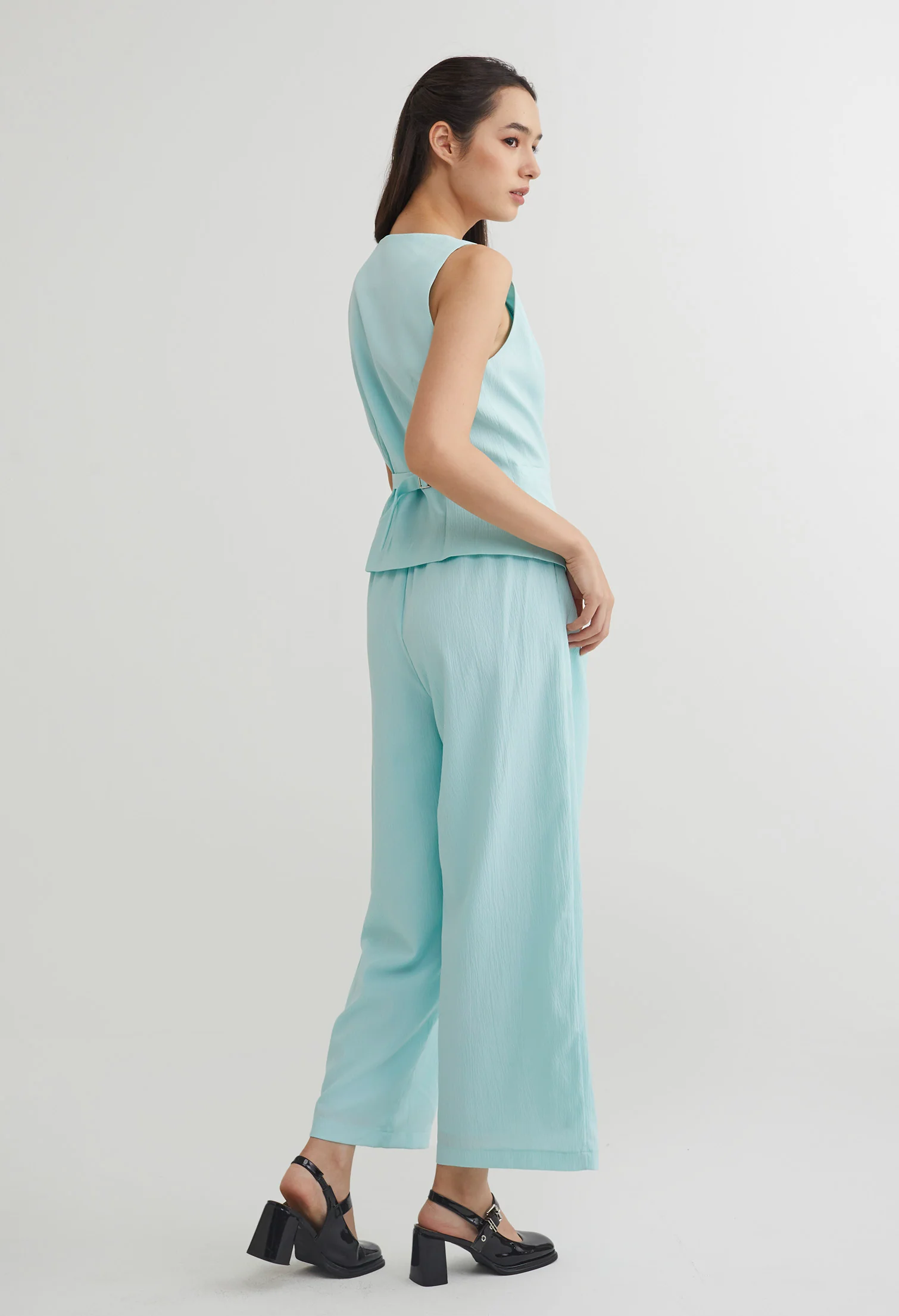 Foldover Pleat Straight Smart Pants