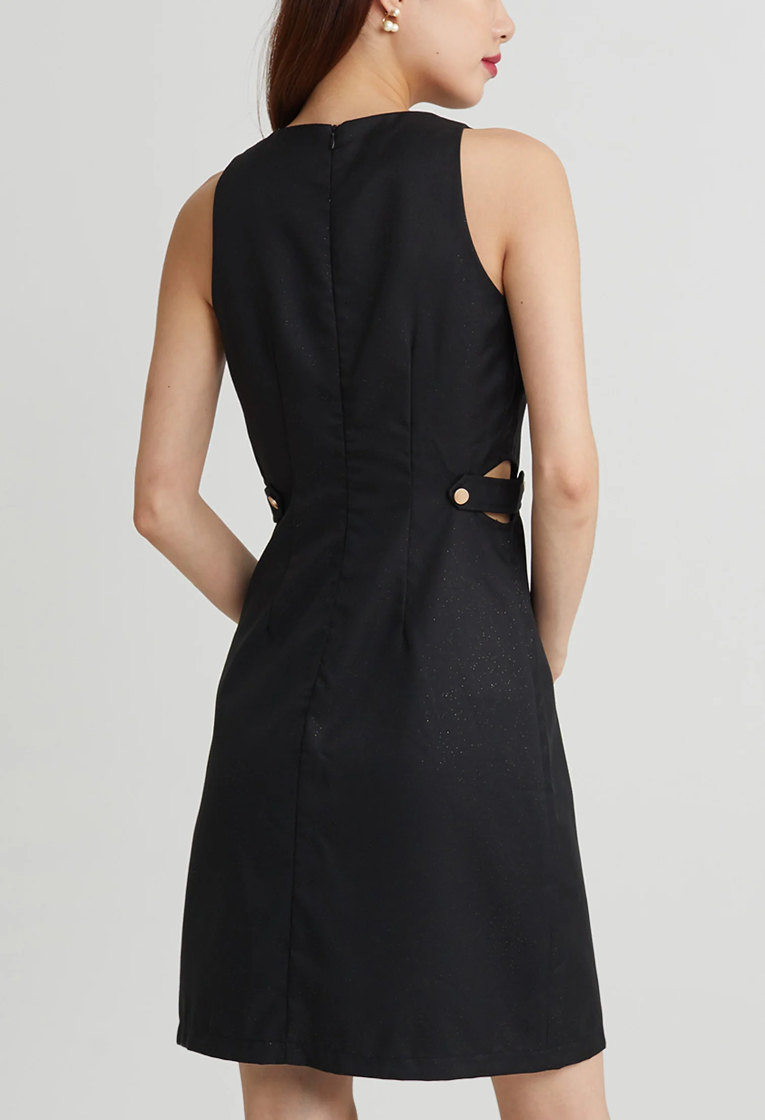 Hinted Stardust Waist Cutout Dress