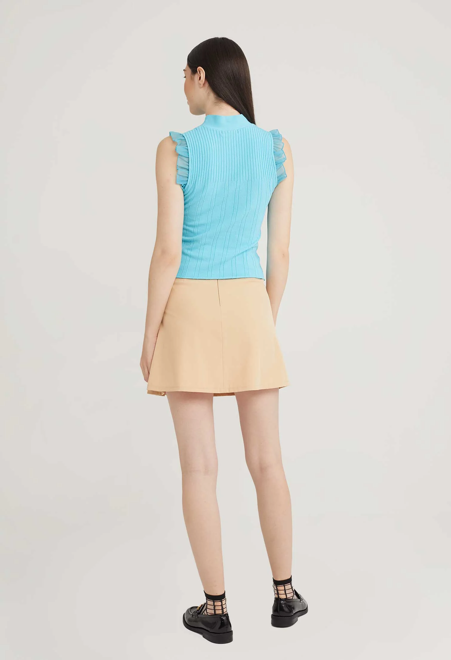 Lace Ruffle Mock Neck Top