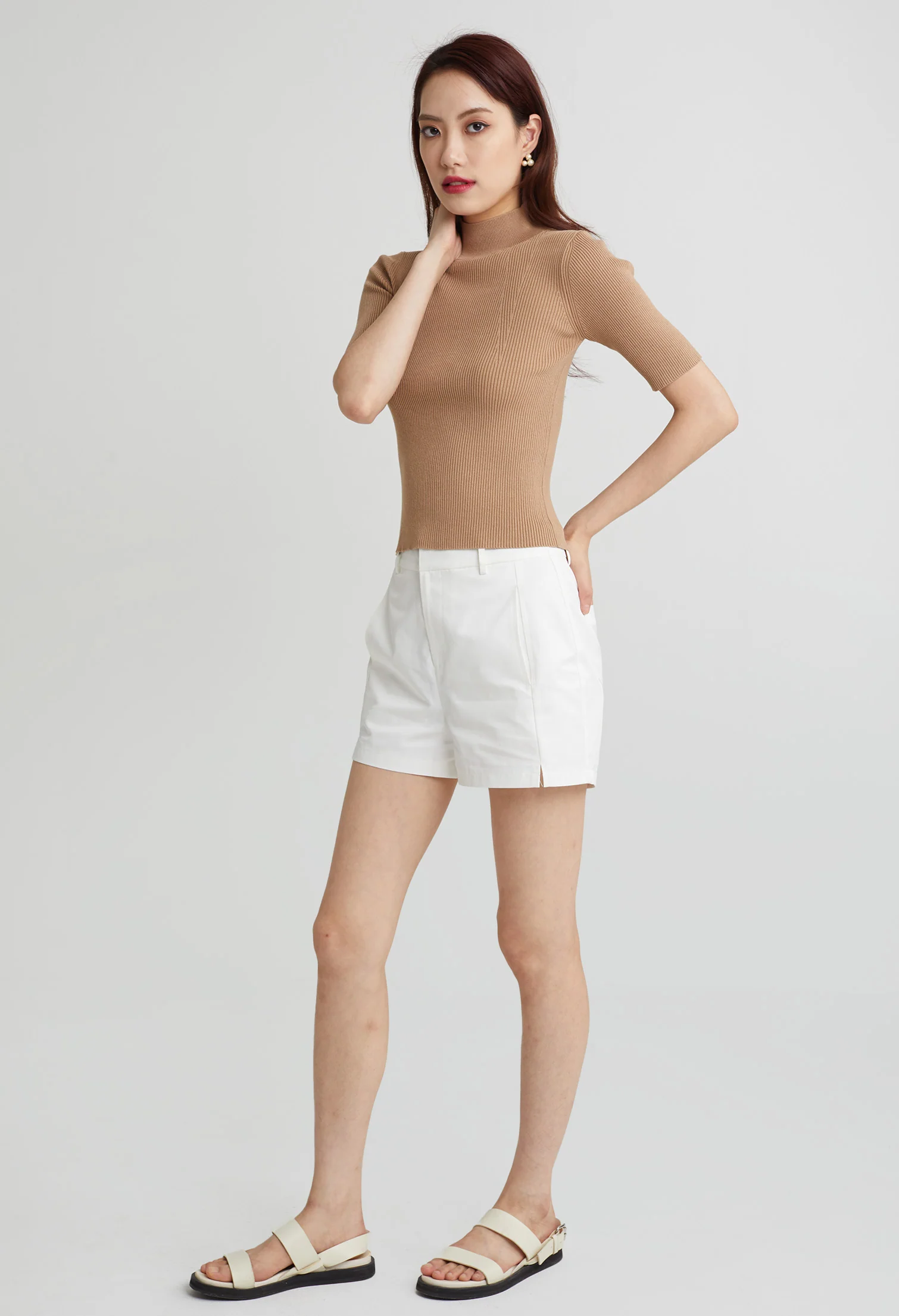 Modern Ribbed High Neck Top