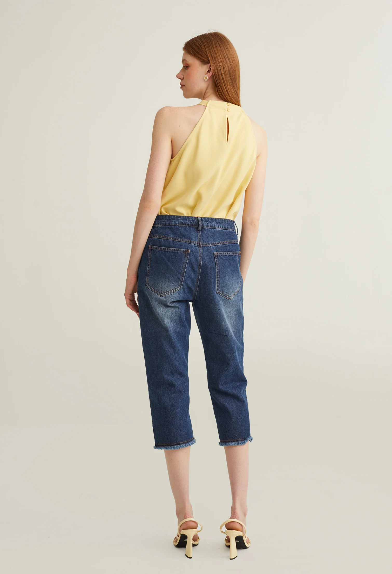 Casual Seamless Hem Denim Pants