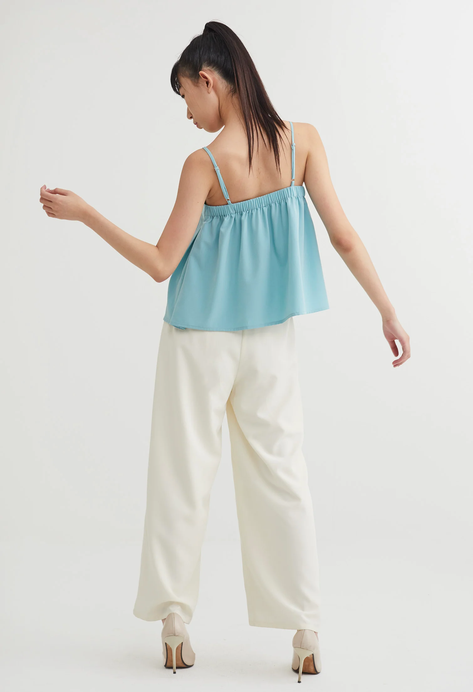 Monotone Contrast Trim Slip Blouse