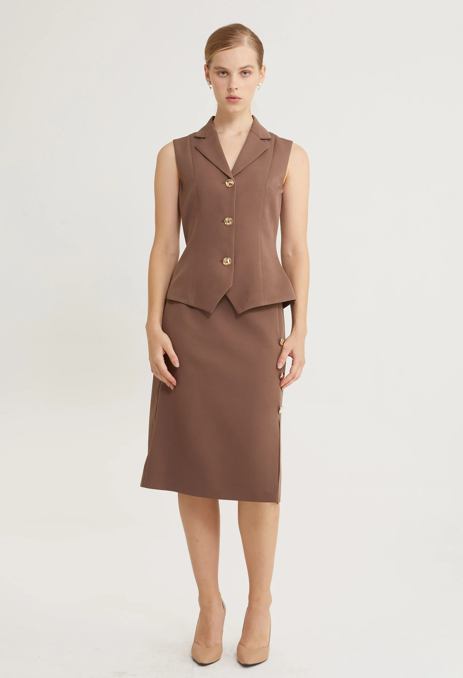 Golden Muse Midi Skirt