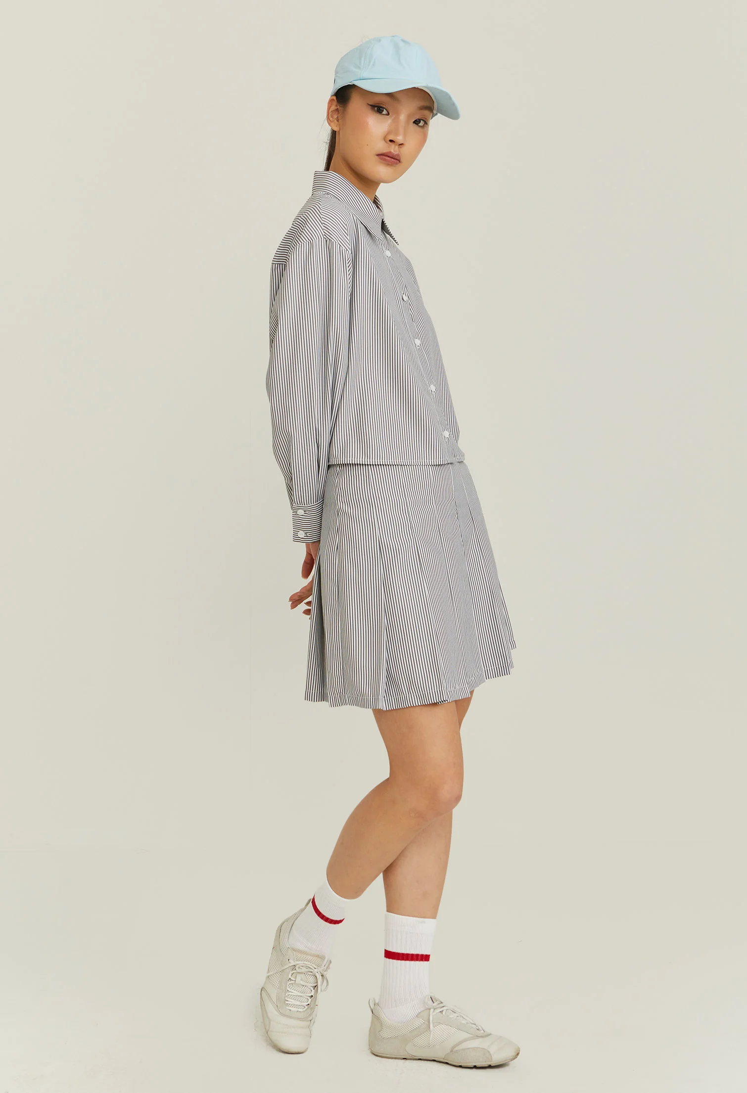 Cropped Pinstripe Blouse