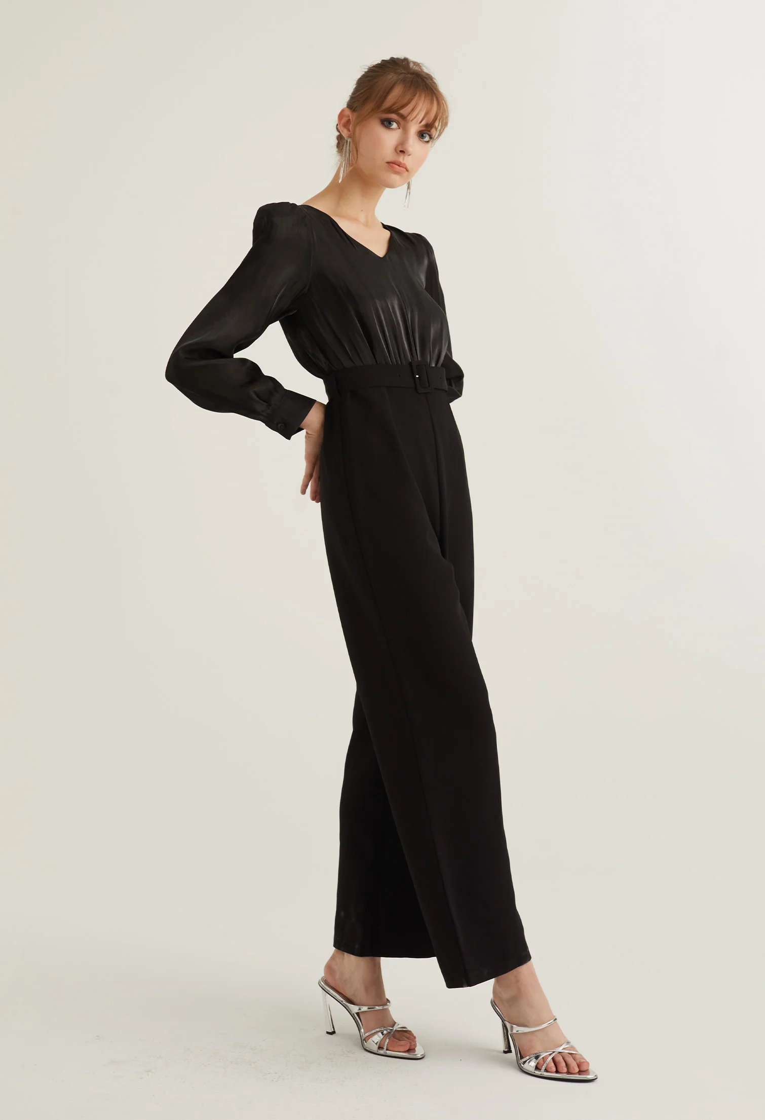 Reflective Party Belted Jumpsuit
