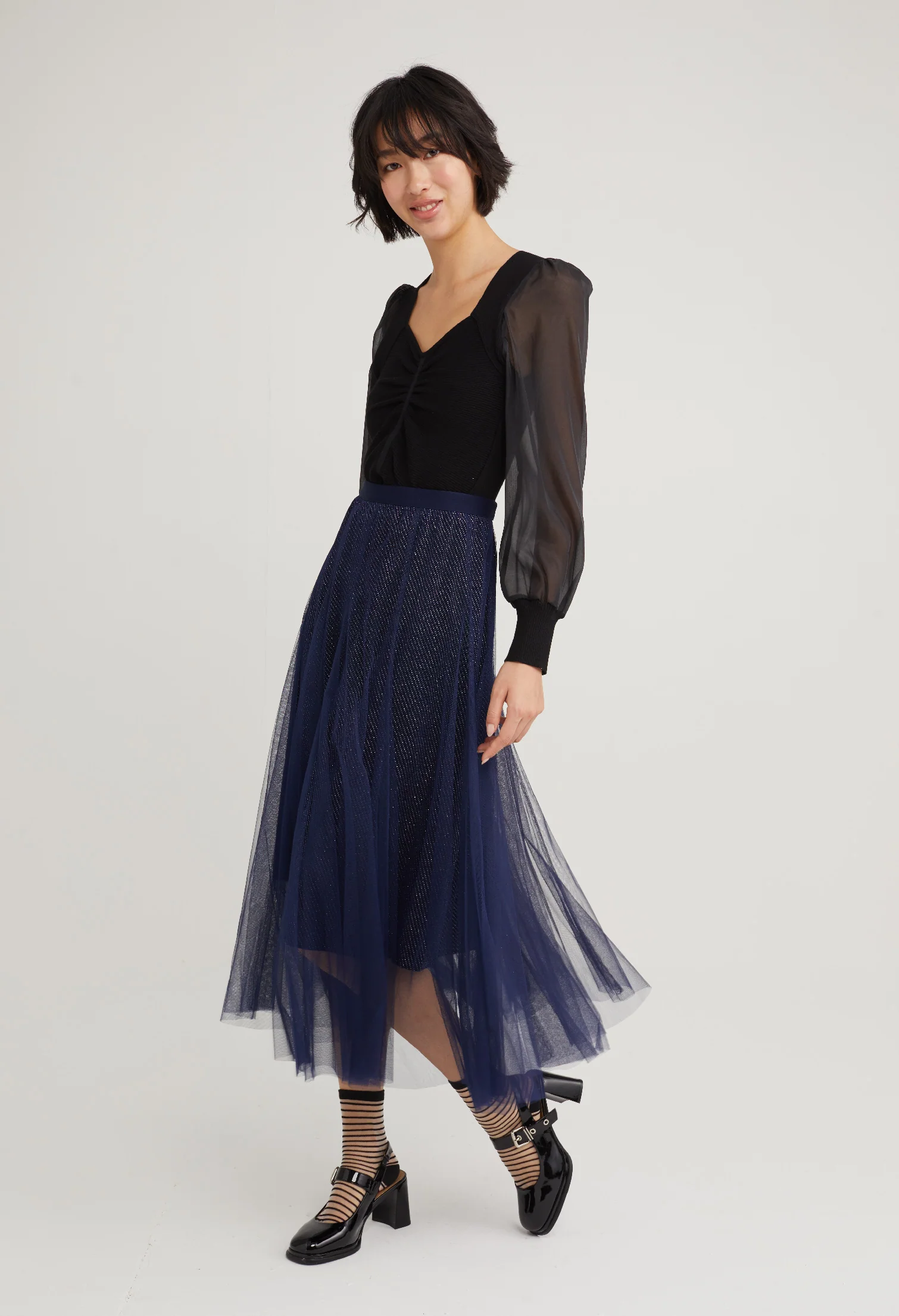 Double Layered Metallic Skirt