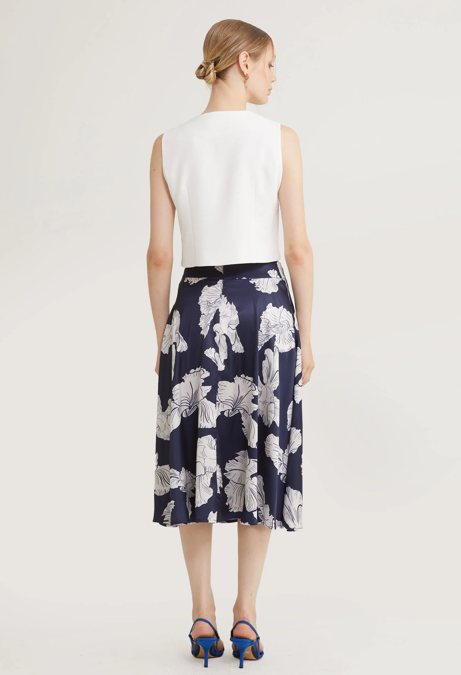 Satin Petal Midi Skirt