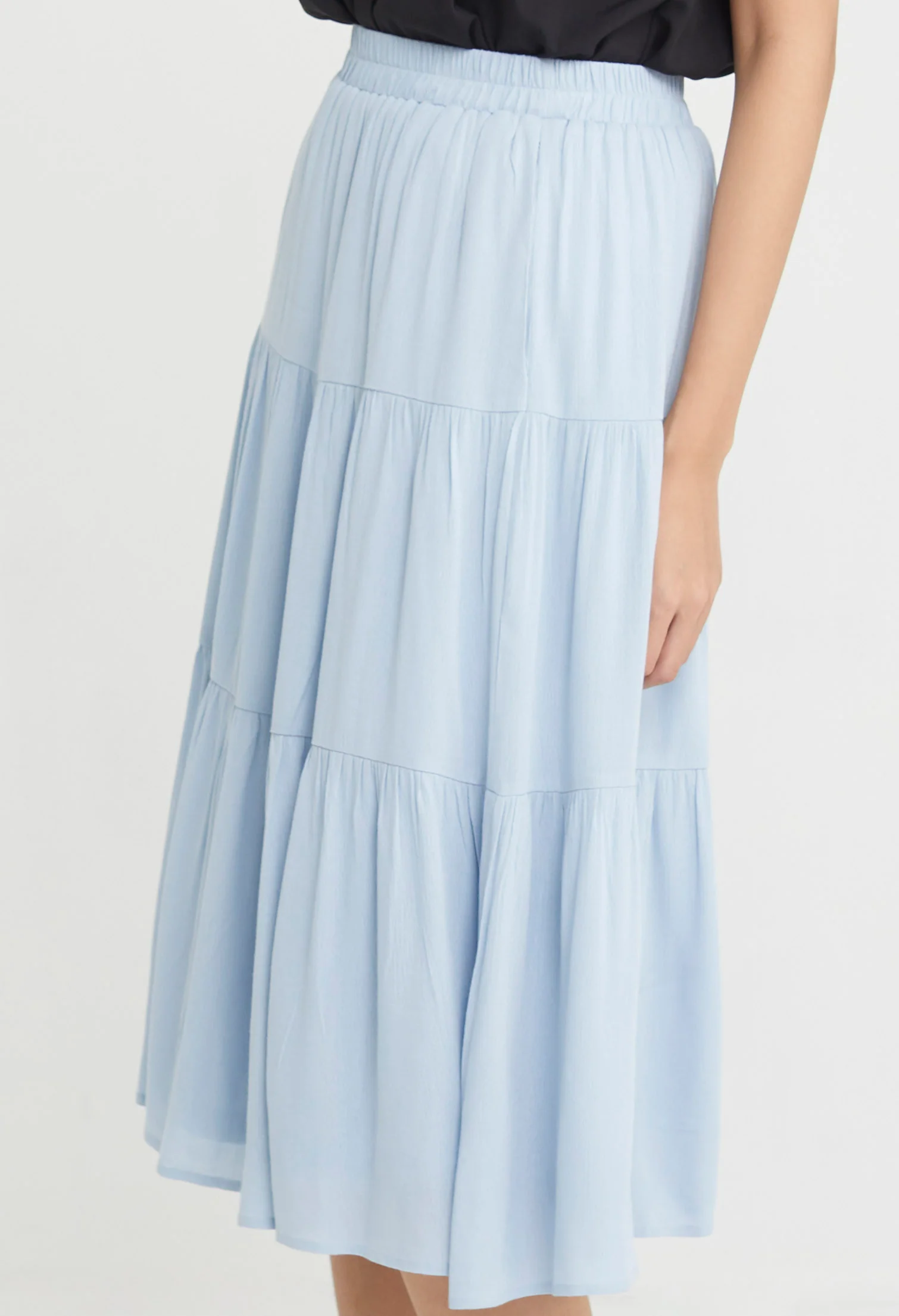 Triple Ruffled Midi Skirt