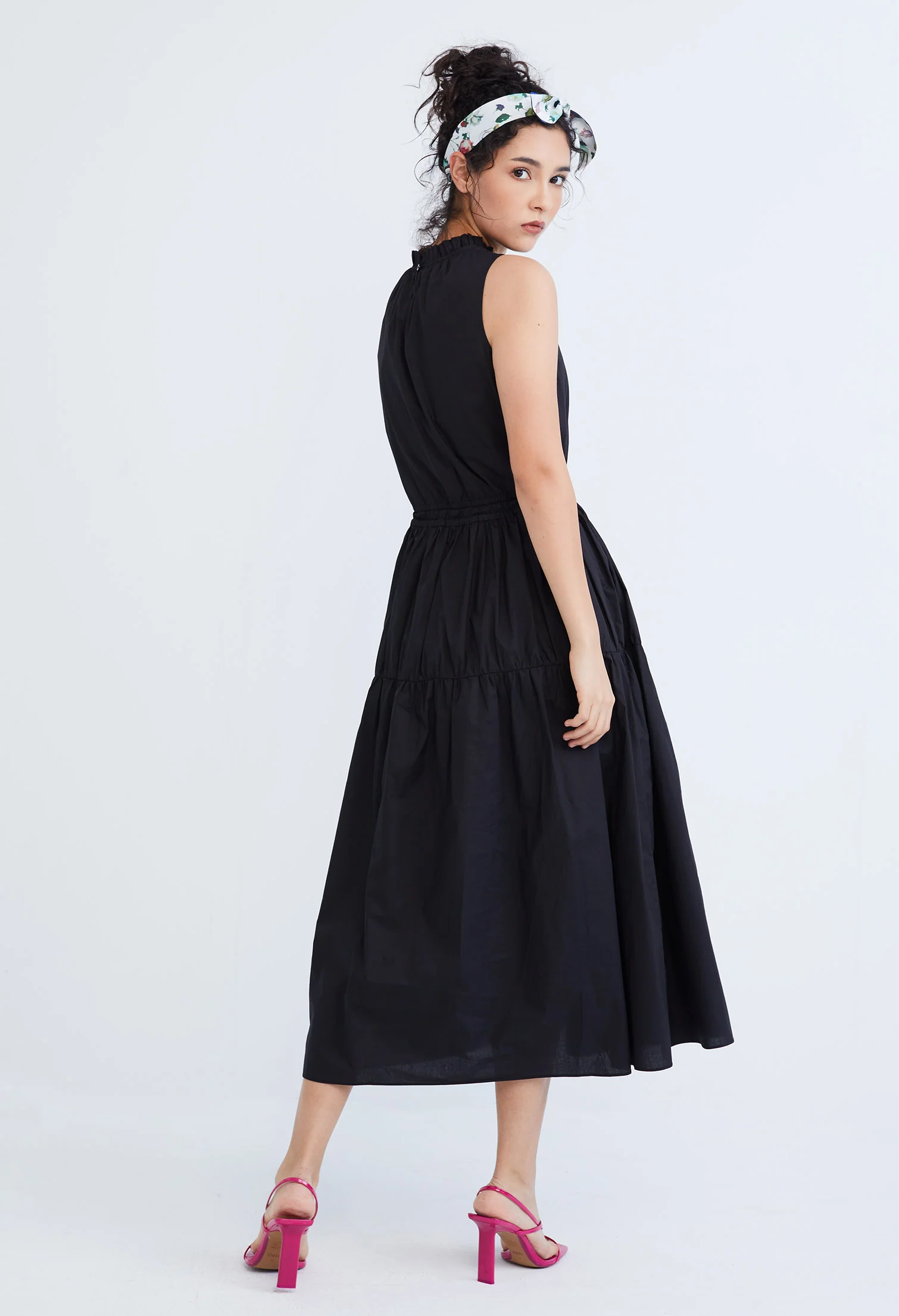 Halter Tiered Tie-Front Dress