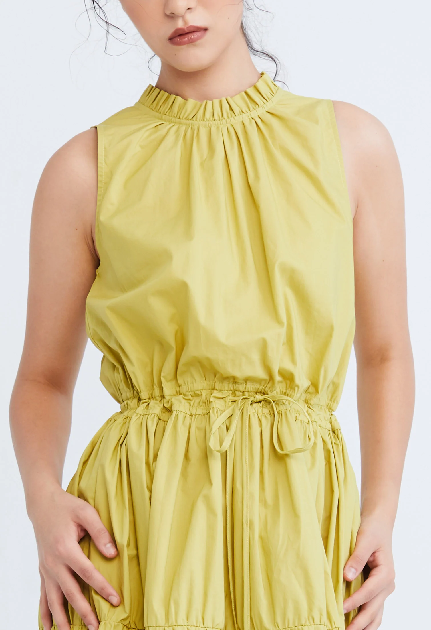 Halter Tiered Tie-Front Dress
