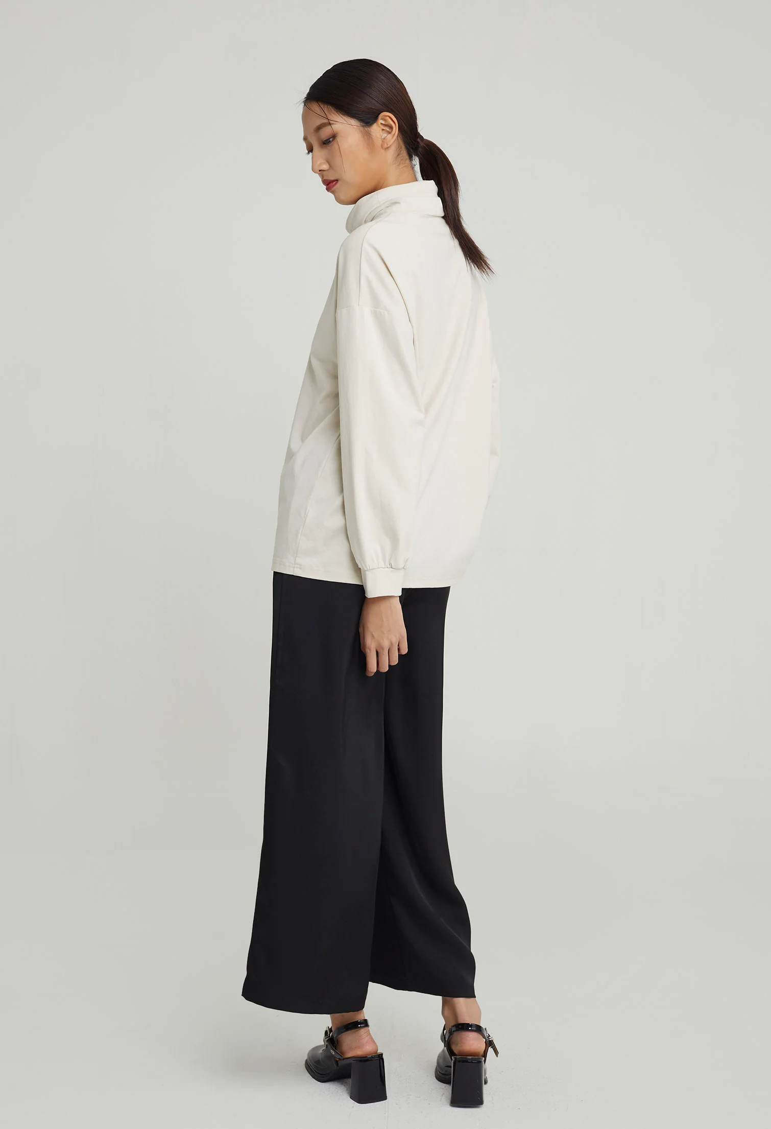 Casual Long Sleeves Turtle-Neck Top