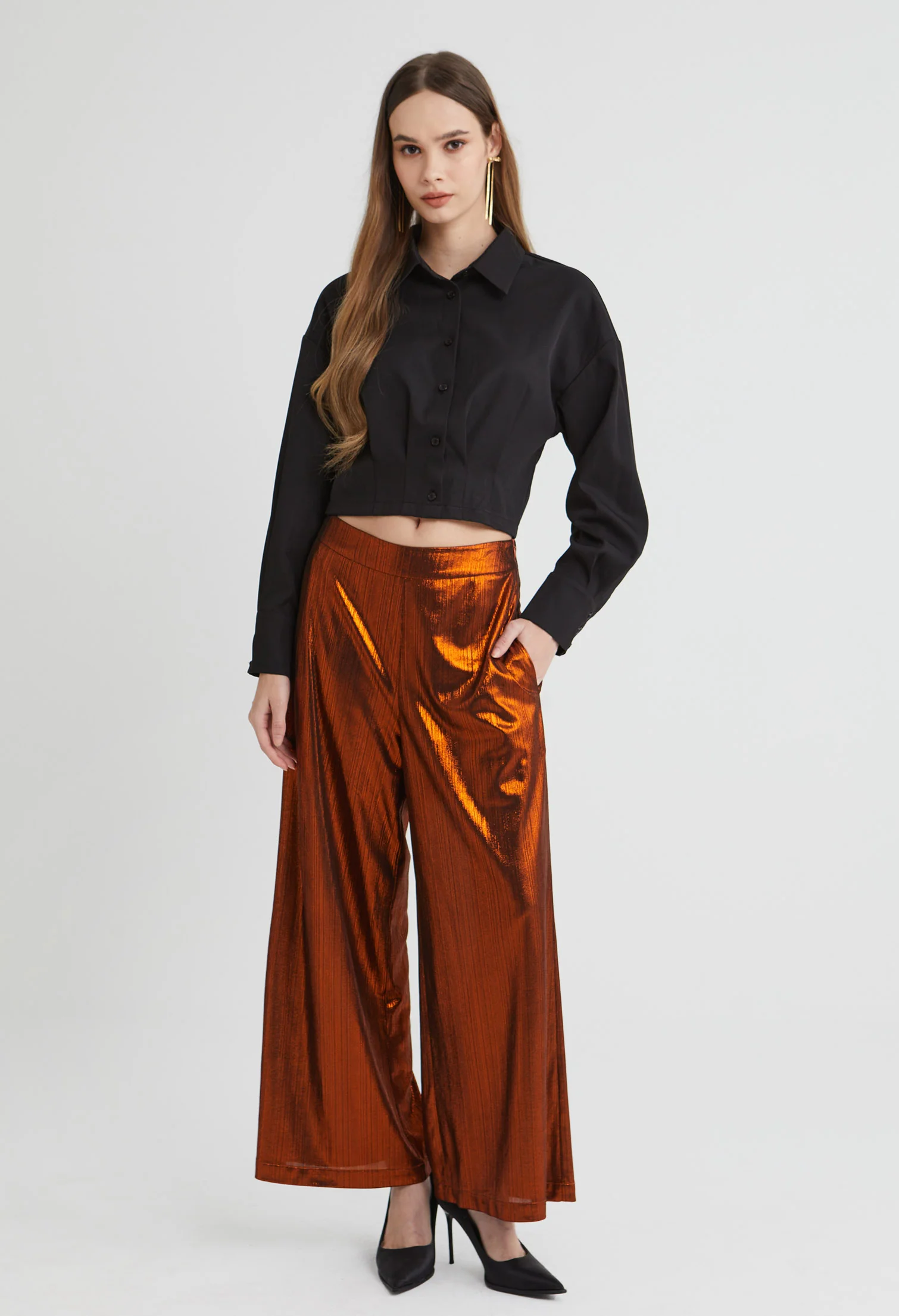 Textured Satin Pants