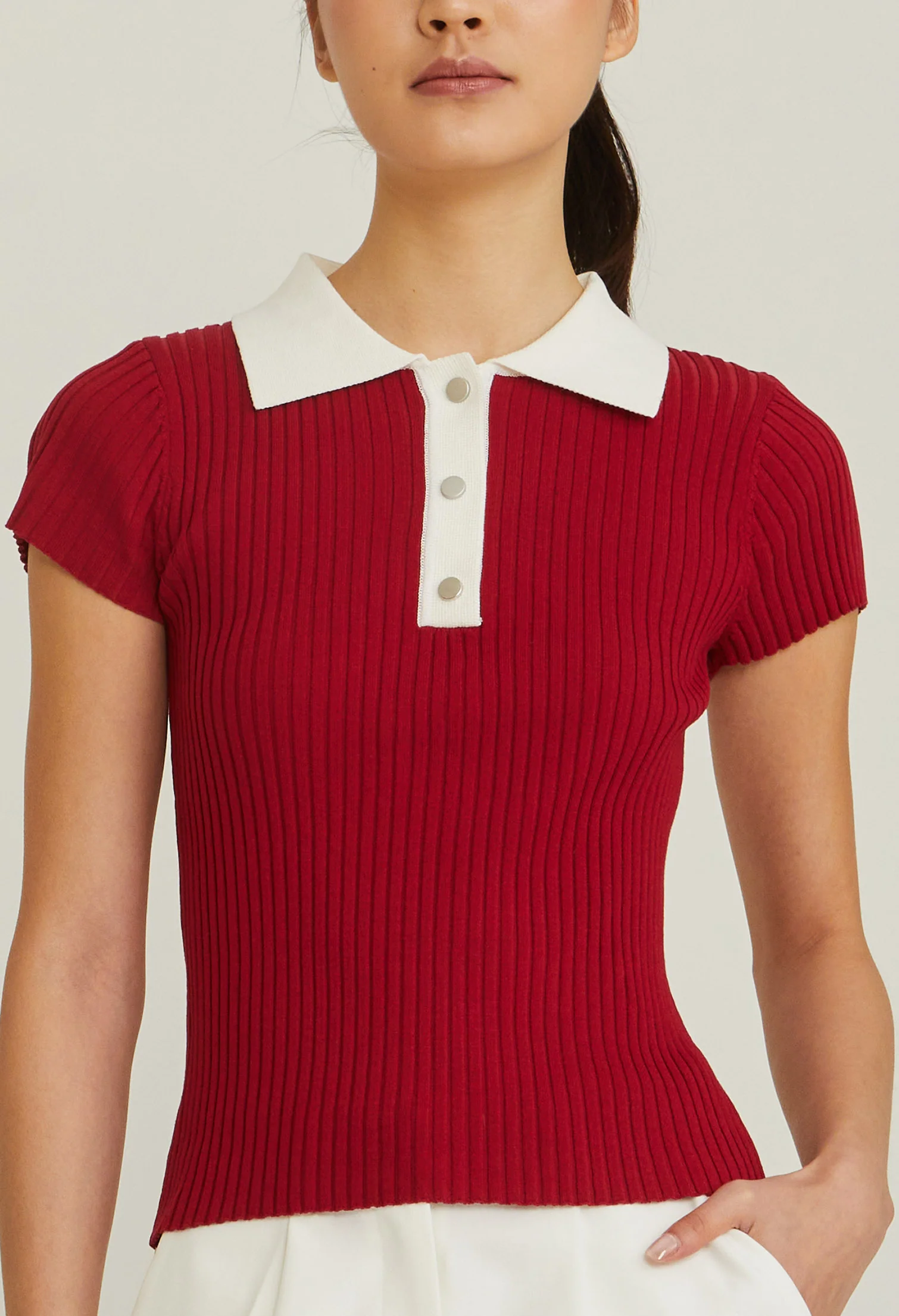 Fitted Contrast Collar Polo Tee