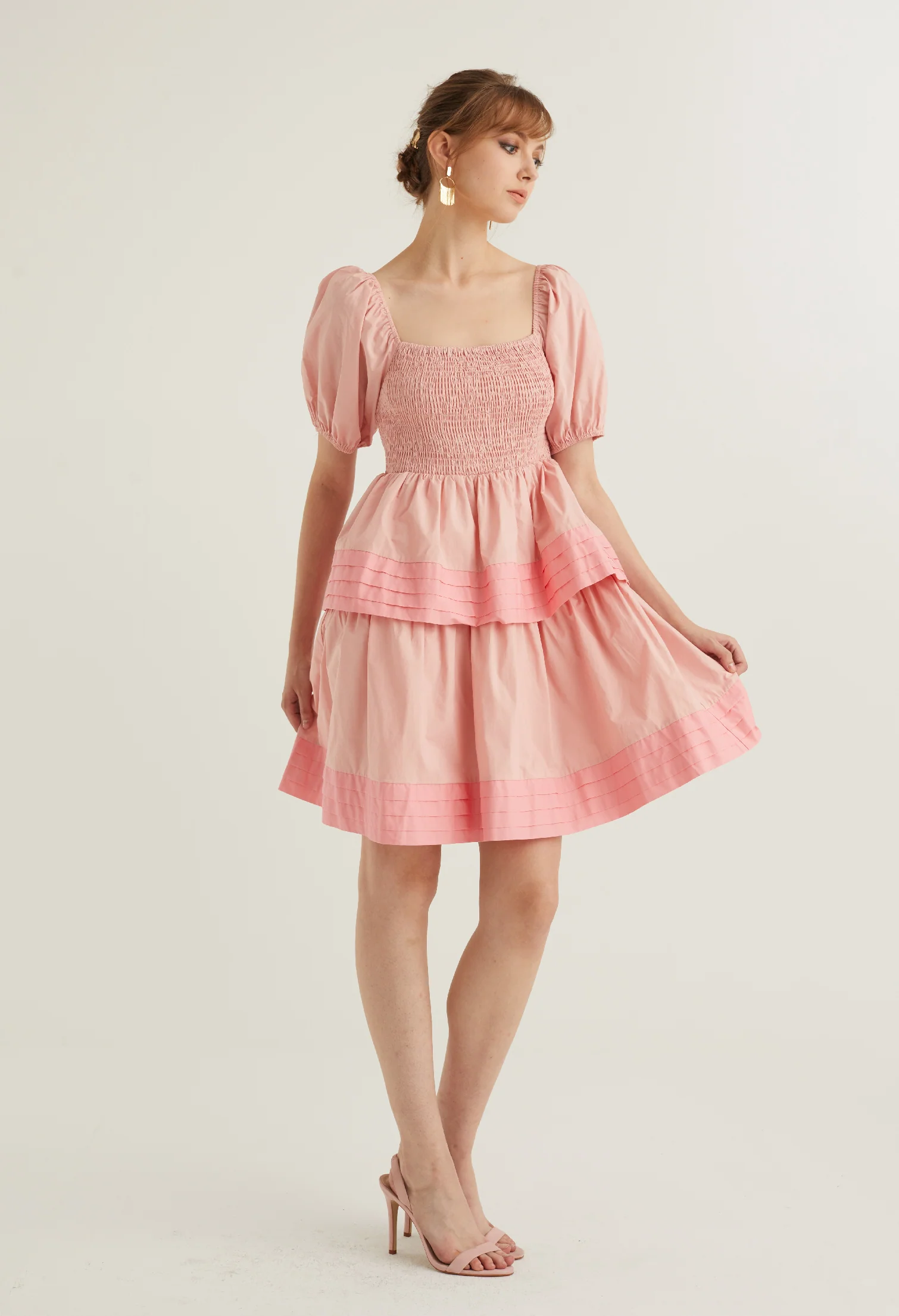 Puffed Sleeved Baby Doll Dress