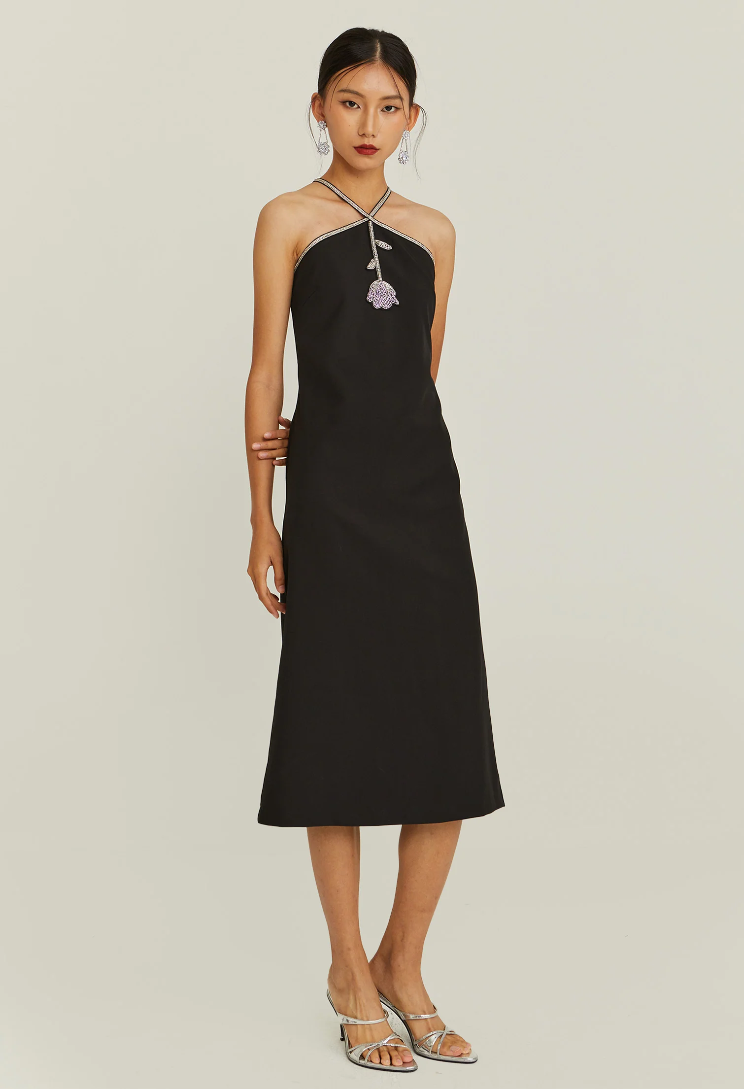 Moonlit Noir Midi Dress